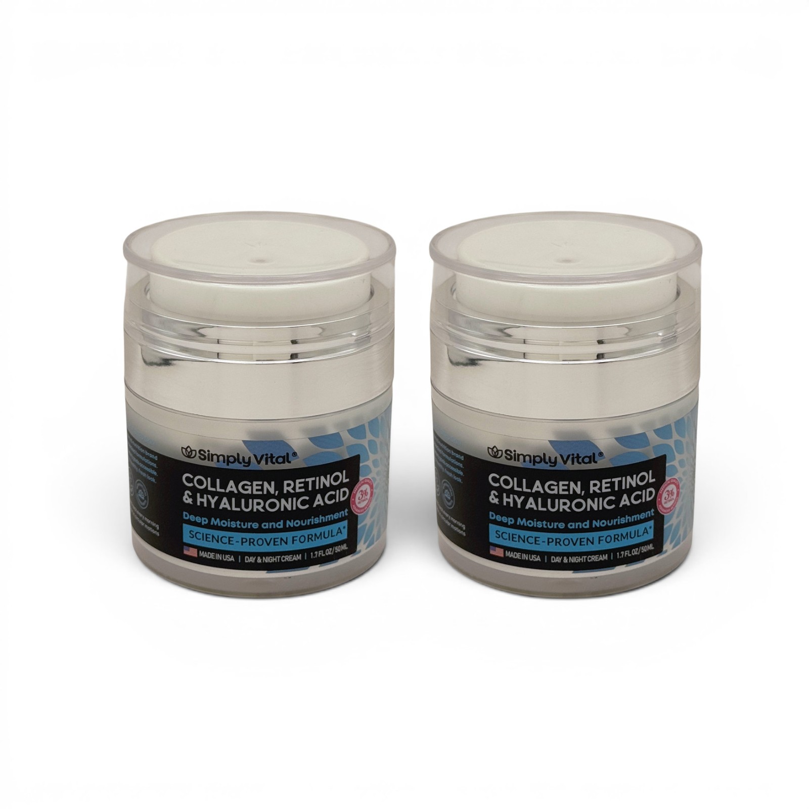 2x SimplyVital Day & Night Cream with Collagen Retinol Hyaluronic Acid EXP 3/28