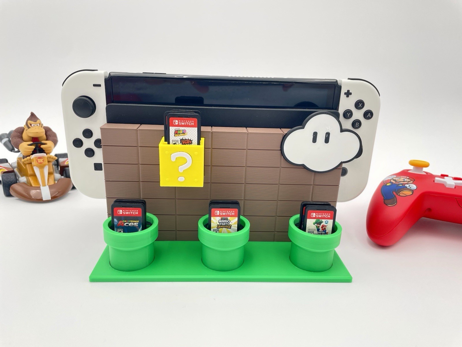 Nintendo Switch + Switch OLED Mario Theme Dock Cover | With Game Storage