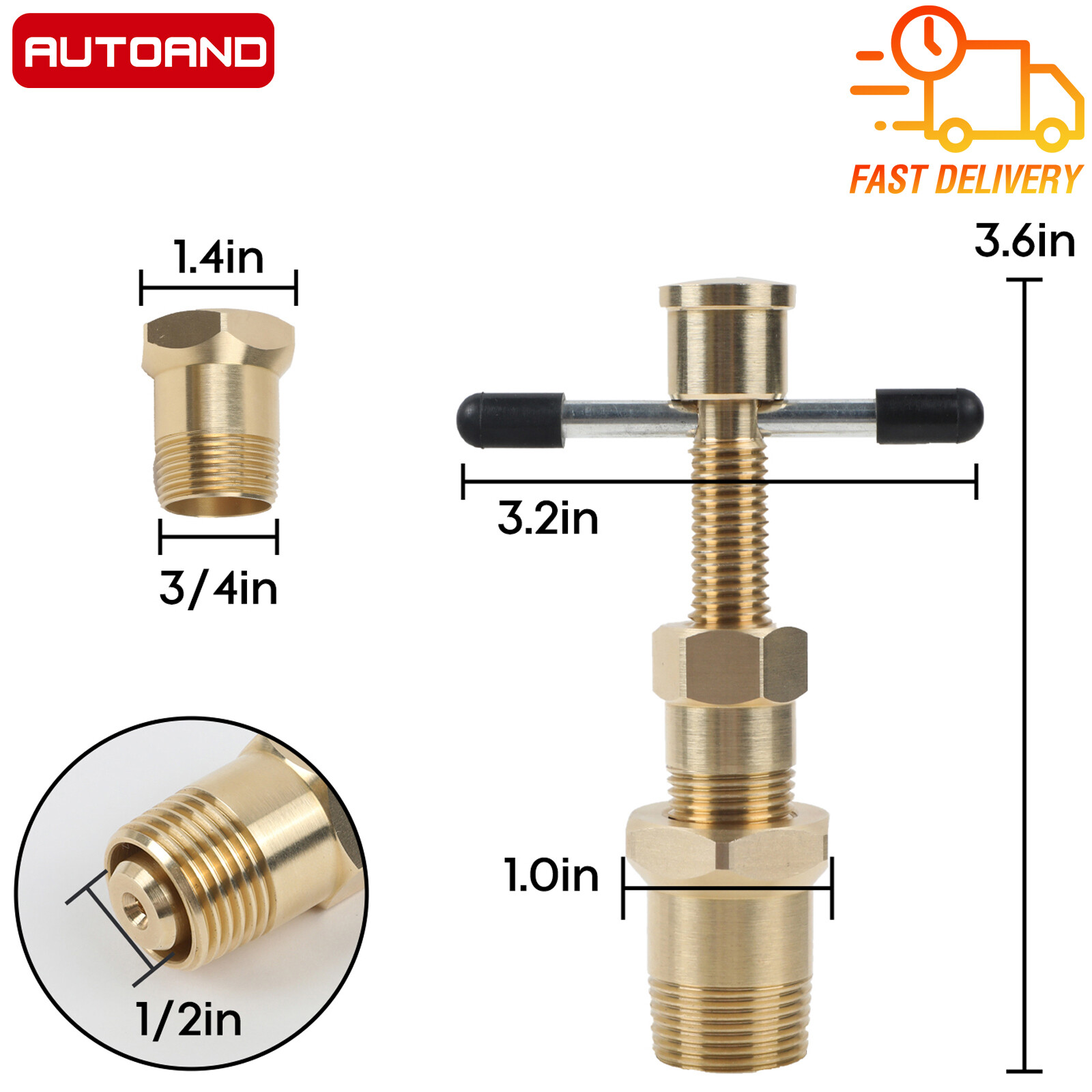 Olive Remover Puller Solid Brass Copper Pipe Fitting Plumbing Tool 1/2" & 3/4"