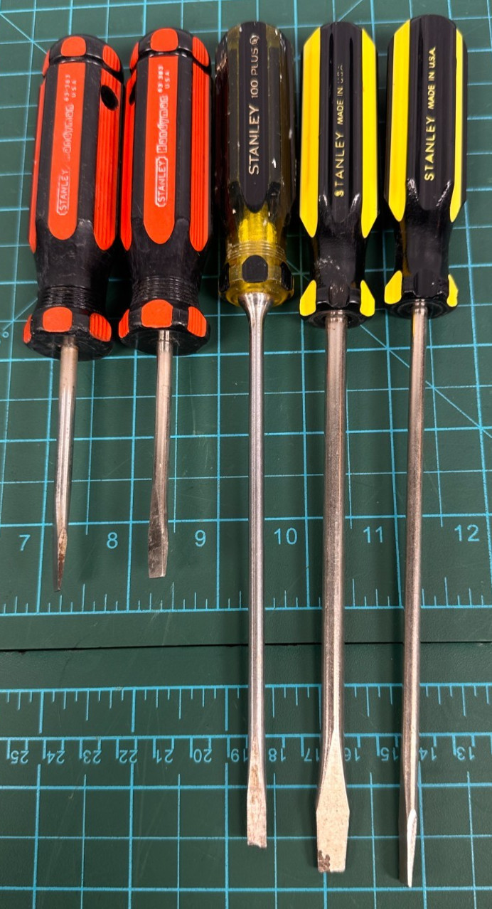 VTG Stanley Flat Phillips Screwdriver Lot Of 5 Handyman 100 Plus