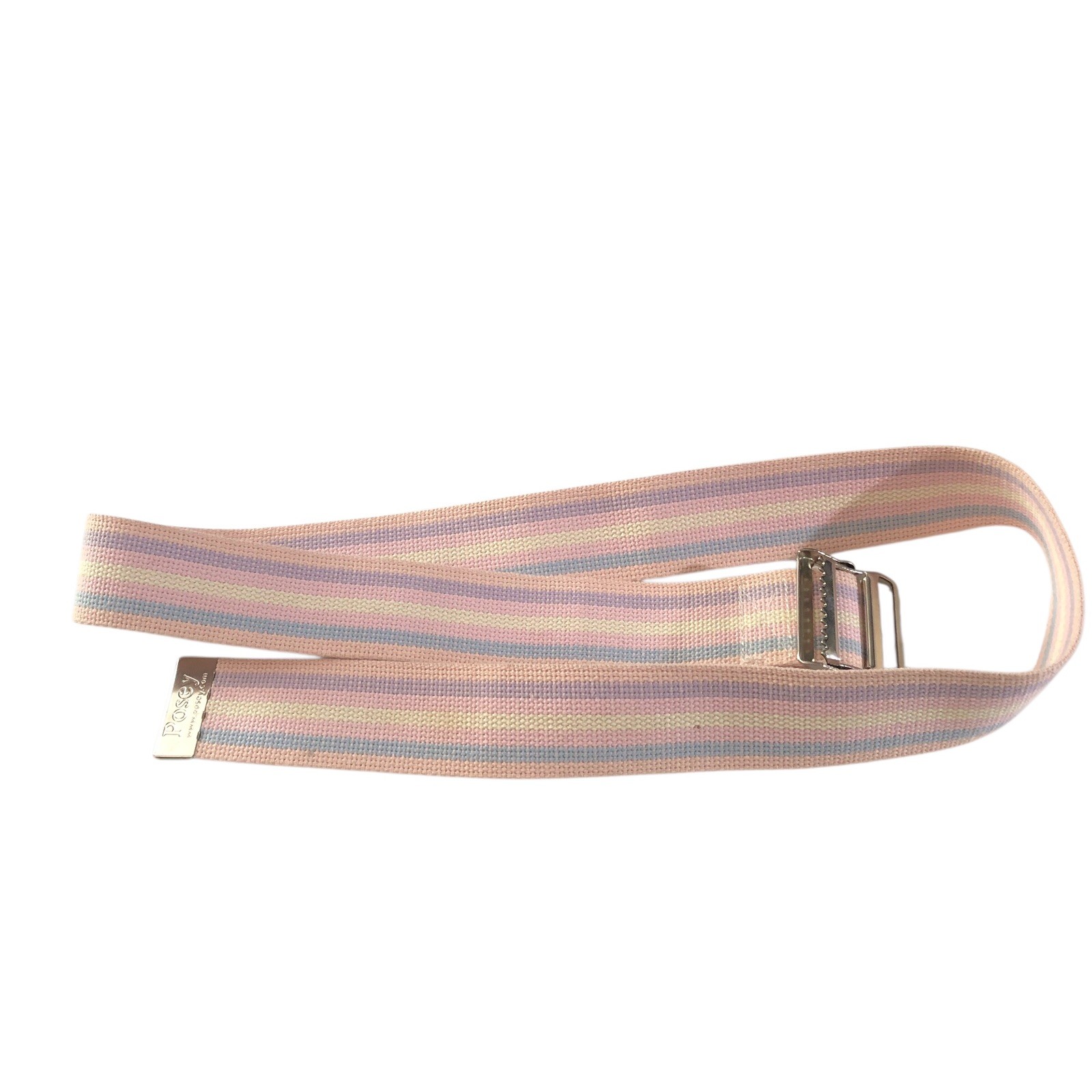 Posey Gait Belt Pastel Cotton Stripe Web 74"  Pink Metal Buckle