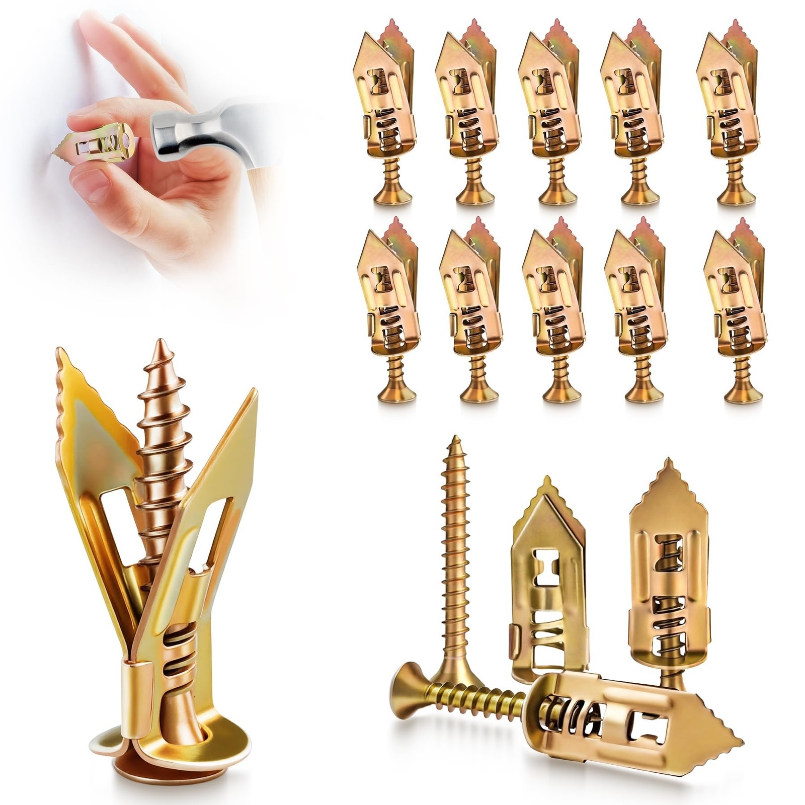 100Pcs Self Drilling Drywall Anchors and Screws Kit, Steel Wall Anchors and S...