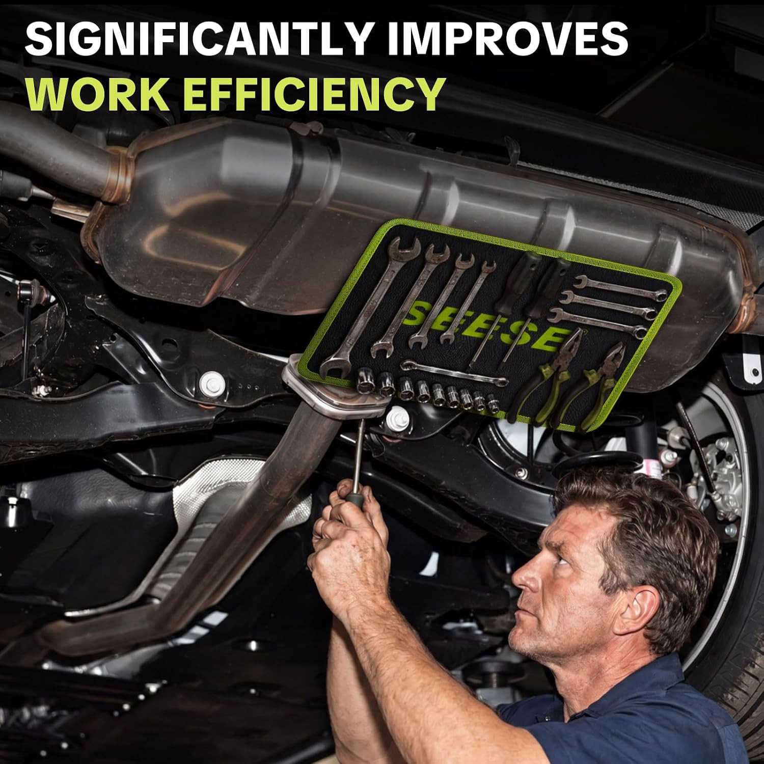 Flexible Magnetic Tool Mat: Features 8 Powerful Magnets for Holding Tools & Meta