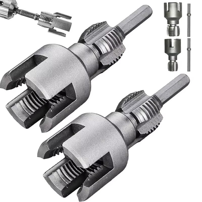 2pcs Integrated Internal & External Pipe Threading-Tool,PVC Pipe Threader Kit