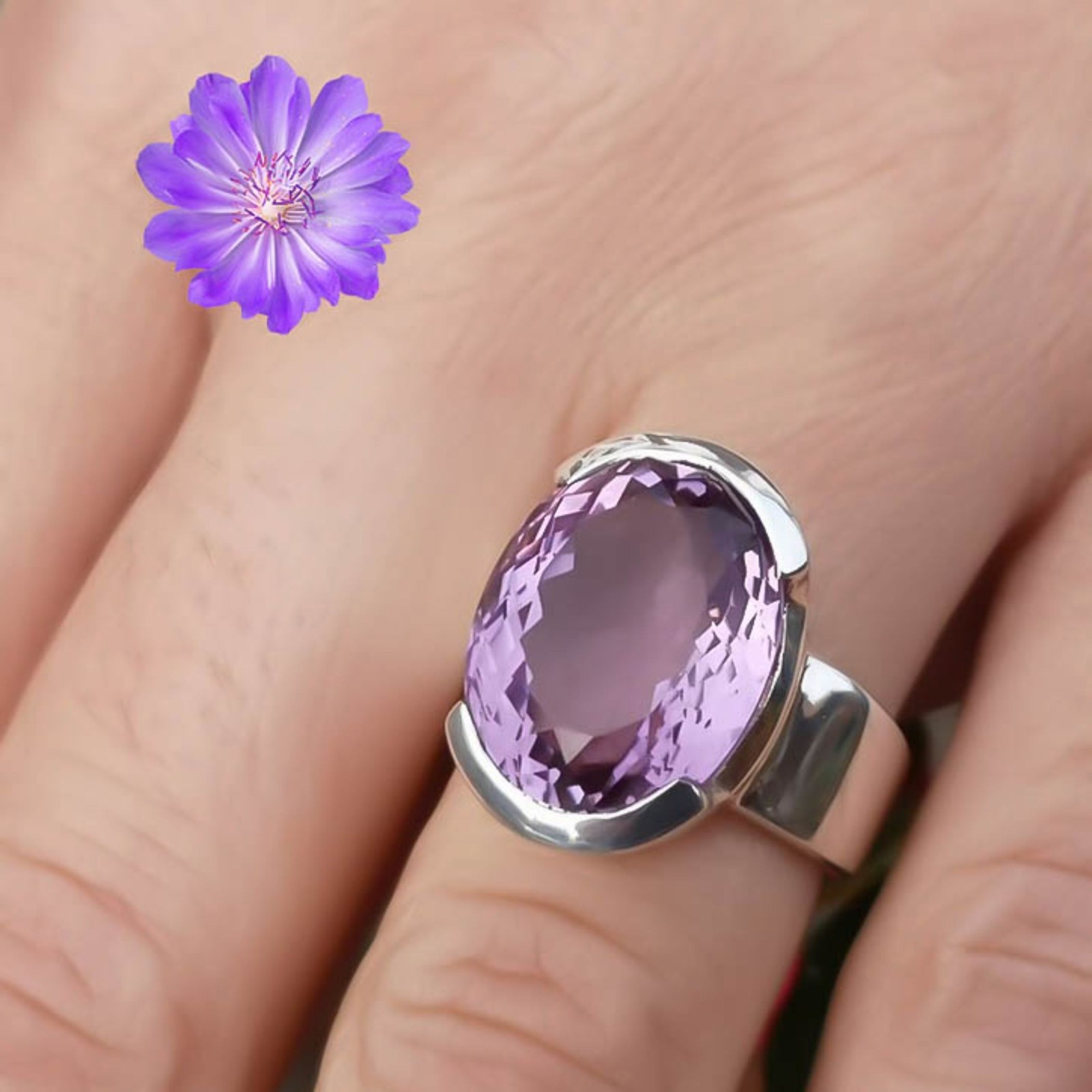 African Amethyst Gemstone Handmade 925 Sterling Silver Jewelry Ring All Size