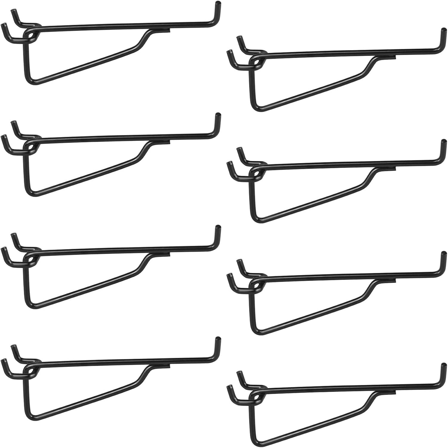 "Pegboard Shelf Hooks, 8PACK 6"" Black Metal Utility Hook Set, 1/4 Inch Peg Boar
