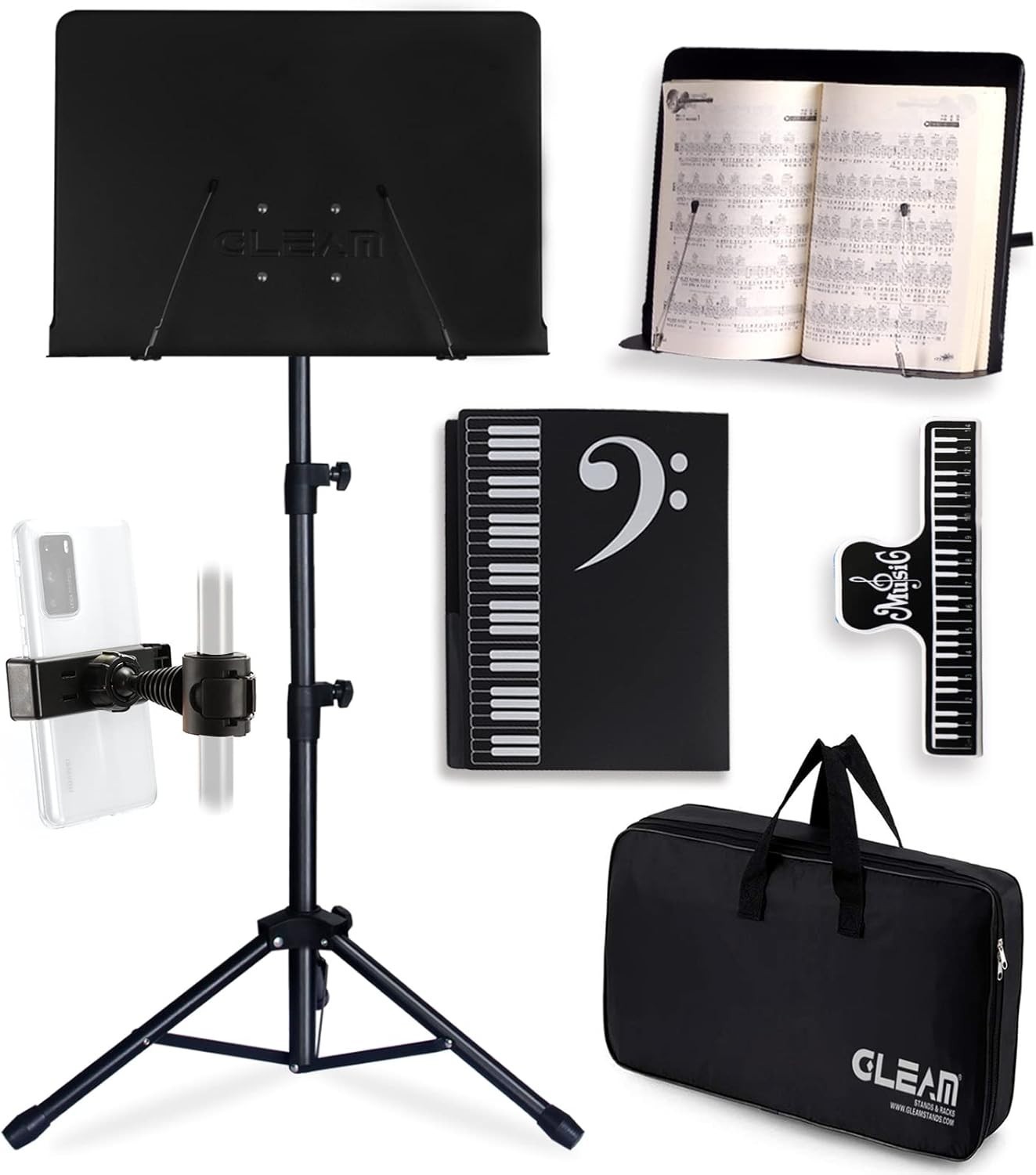 Atril Partituras Para Musica De Partitura Stand Plegable Portatil Soporte Kit