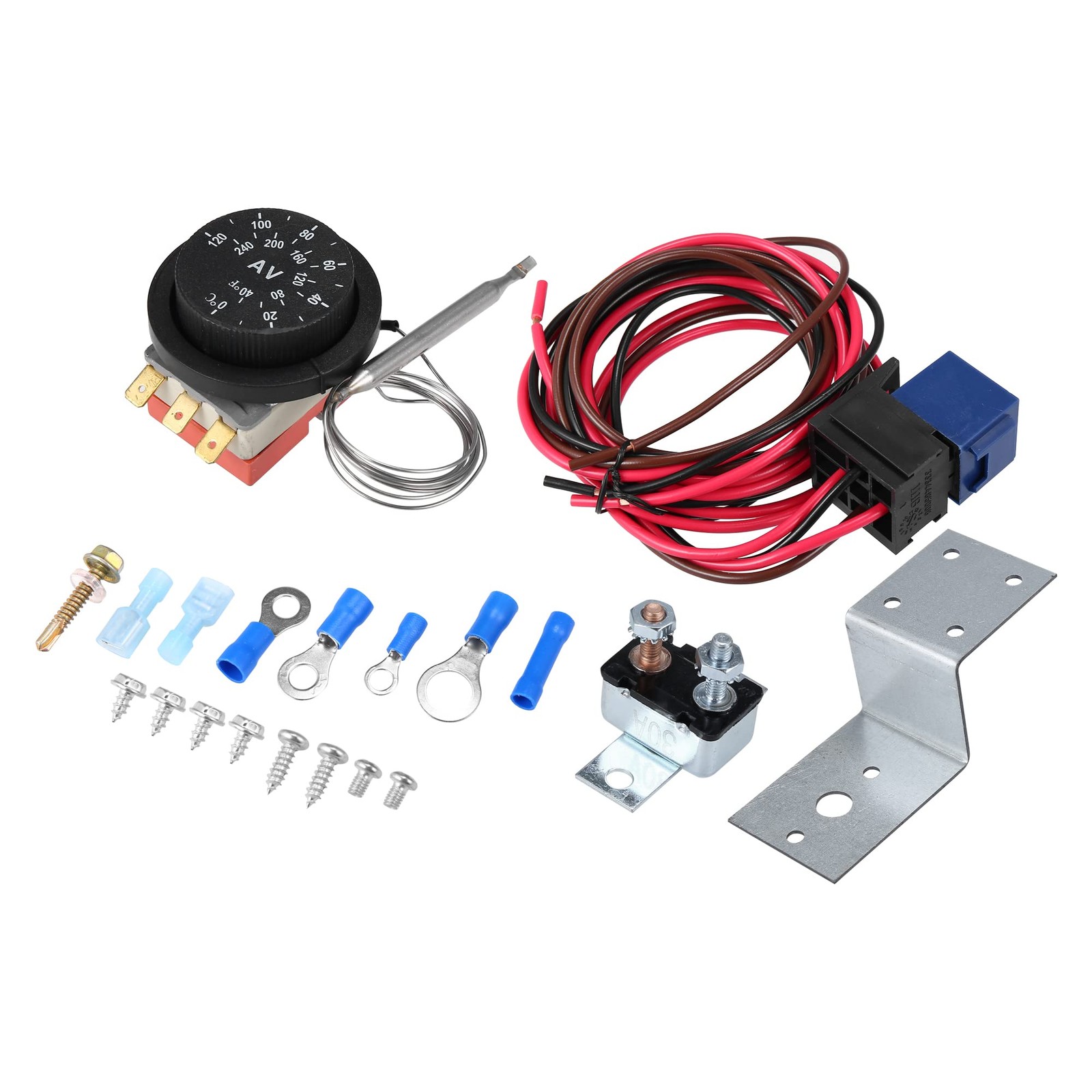 X AUTOHAUX 12V Electric Radiator Fan Thermostat Controller Kit Cooling Black