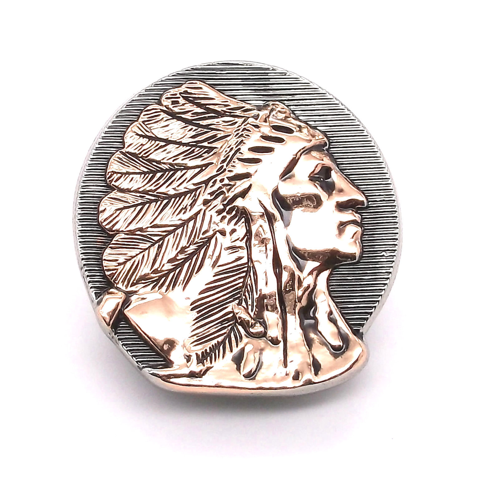 Right Facing Chief Head Concho Antique Nickel w/Rose Gold 1-1/4" 3666-31