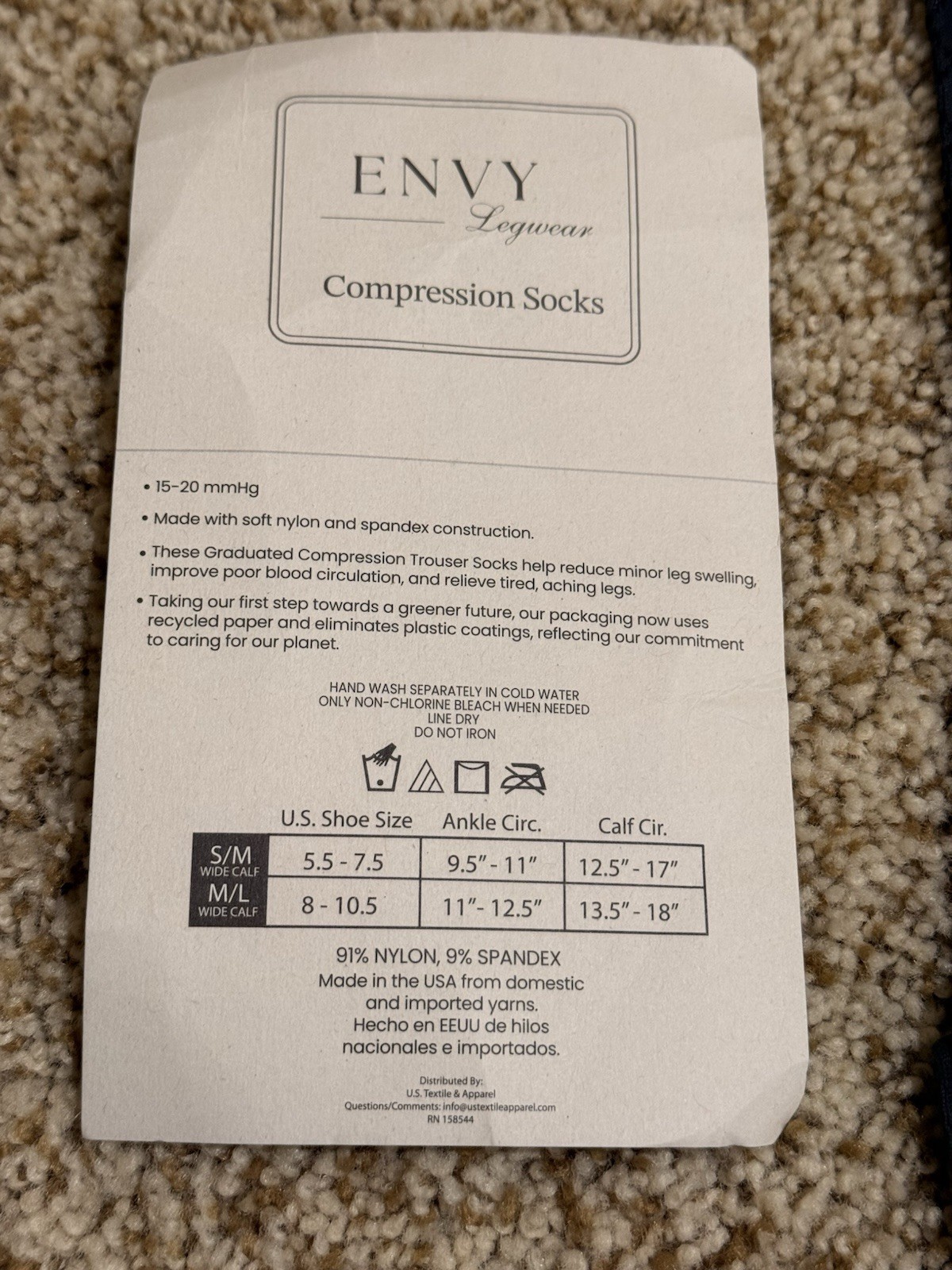 Envy Legwear Gray Compression Socks 3 Pair 15-20MMHG