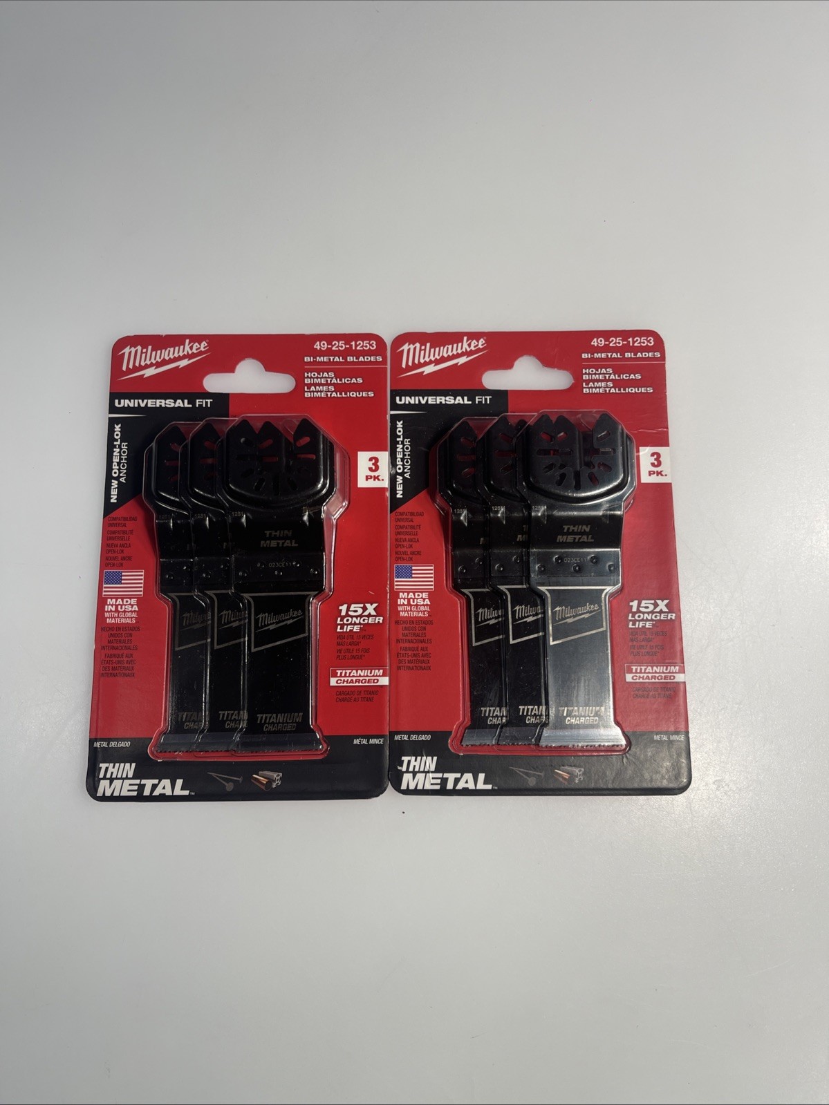 Milwaukee Universal Fit Bi-Metal Oscillating Blades 3PK 49-25-1253 Lot Of 2