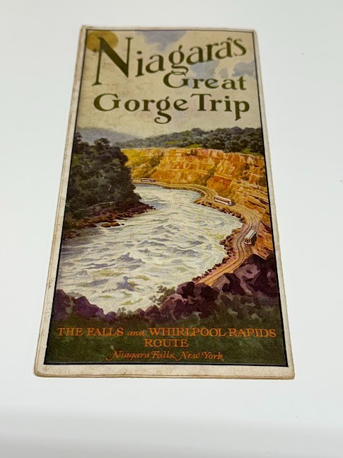 "Niagara's Great Gorge Trip" 1928 The Falls & Whirlpool Rapids "No Autos" Map