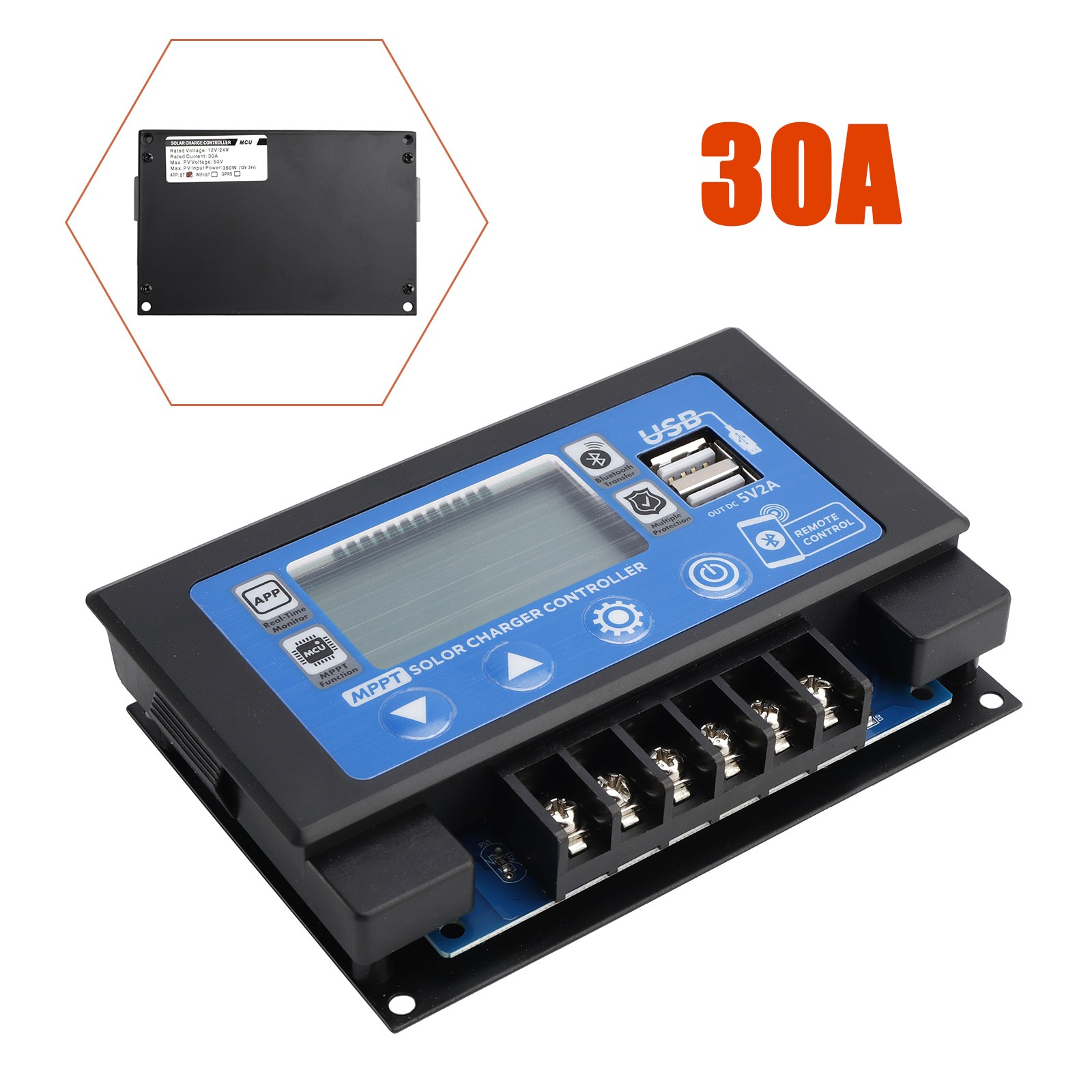 30A Embedded MPPT Solar Controller Bluetooth APP Intelligent Solar Control