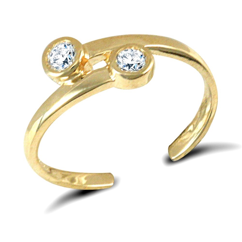 14ct Gold Toe Ring Toe Ring 925 Sterling Silver and Gold Easy Fit Gem Set Toe