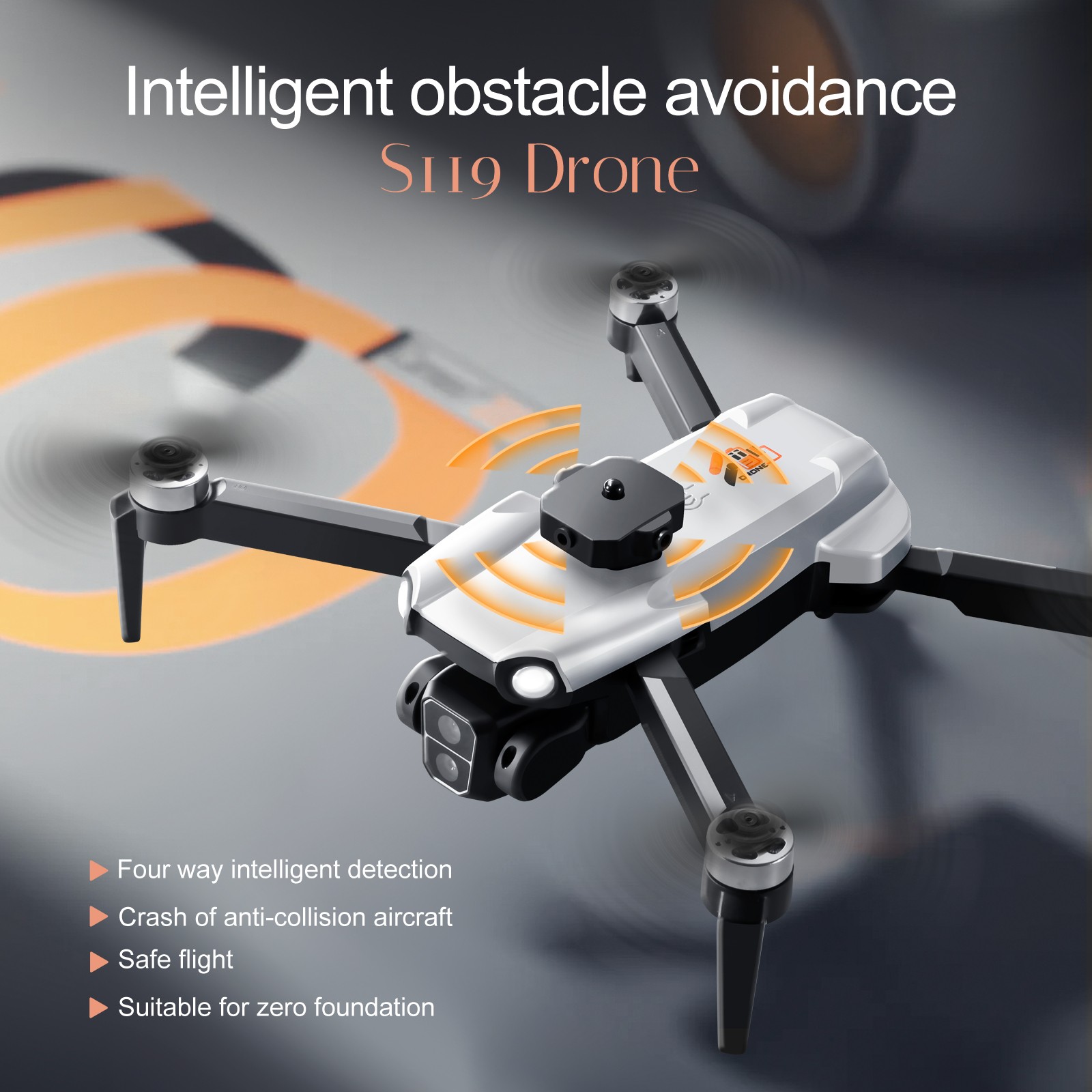 S119 Drone Brushless Foldable Obstacle Avoidance Drone FPV With 2 Battery | NE