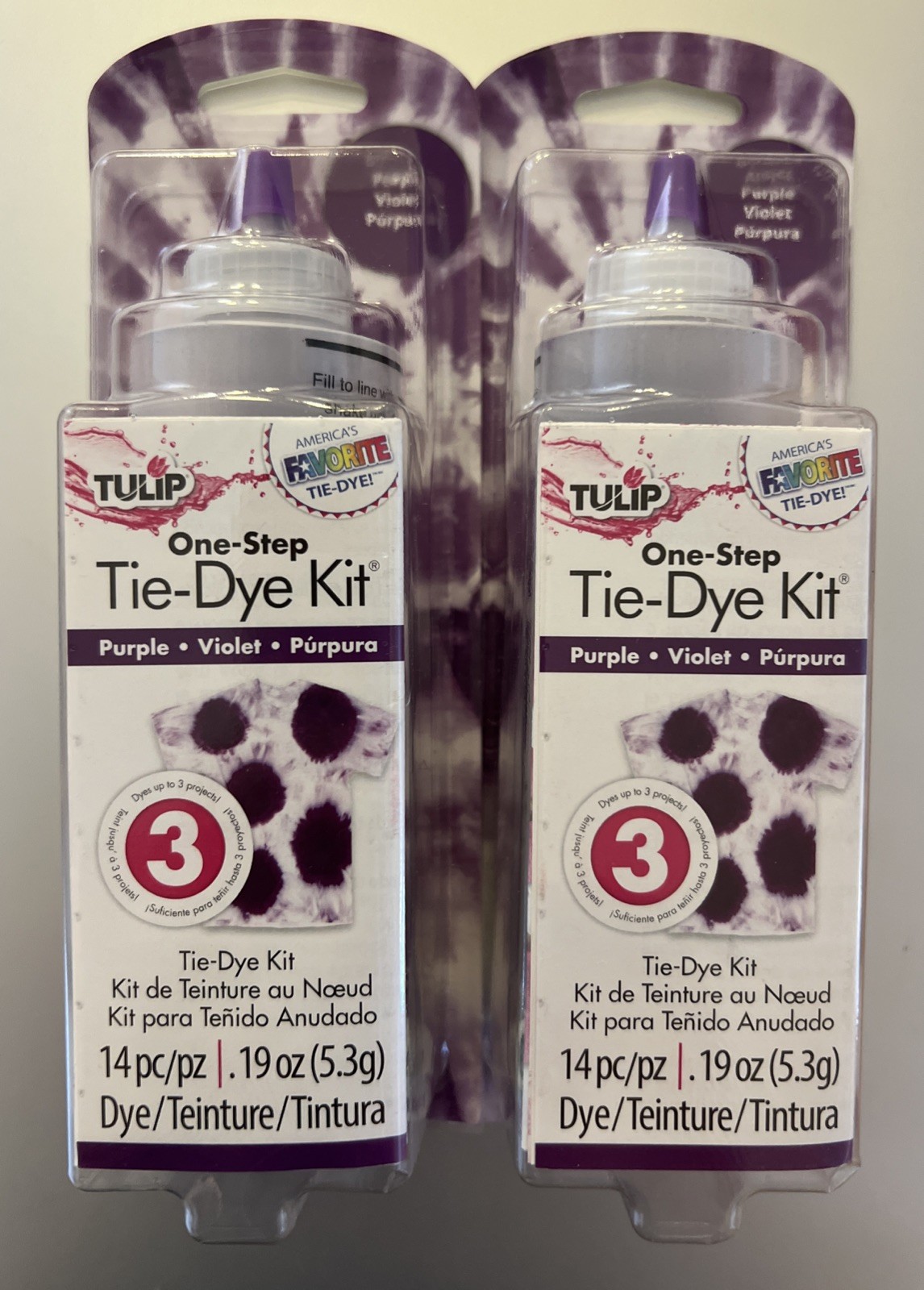 TULIP One Step Tie-Dye Kit PURPLE Violet w Gloves & Rubber Bands New 2 KITS