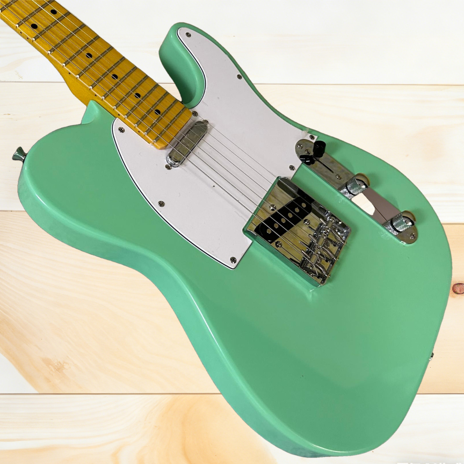 Tele Electric Guitar Mahogany Body Maple Fretboard Green Color 22 Frets