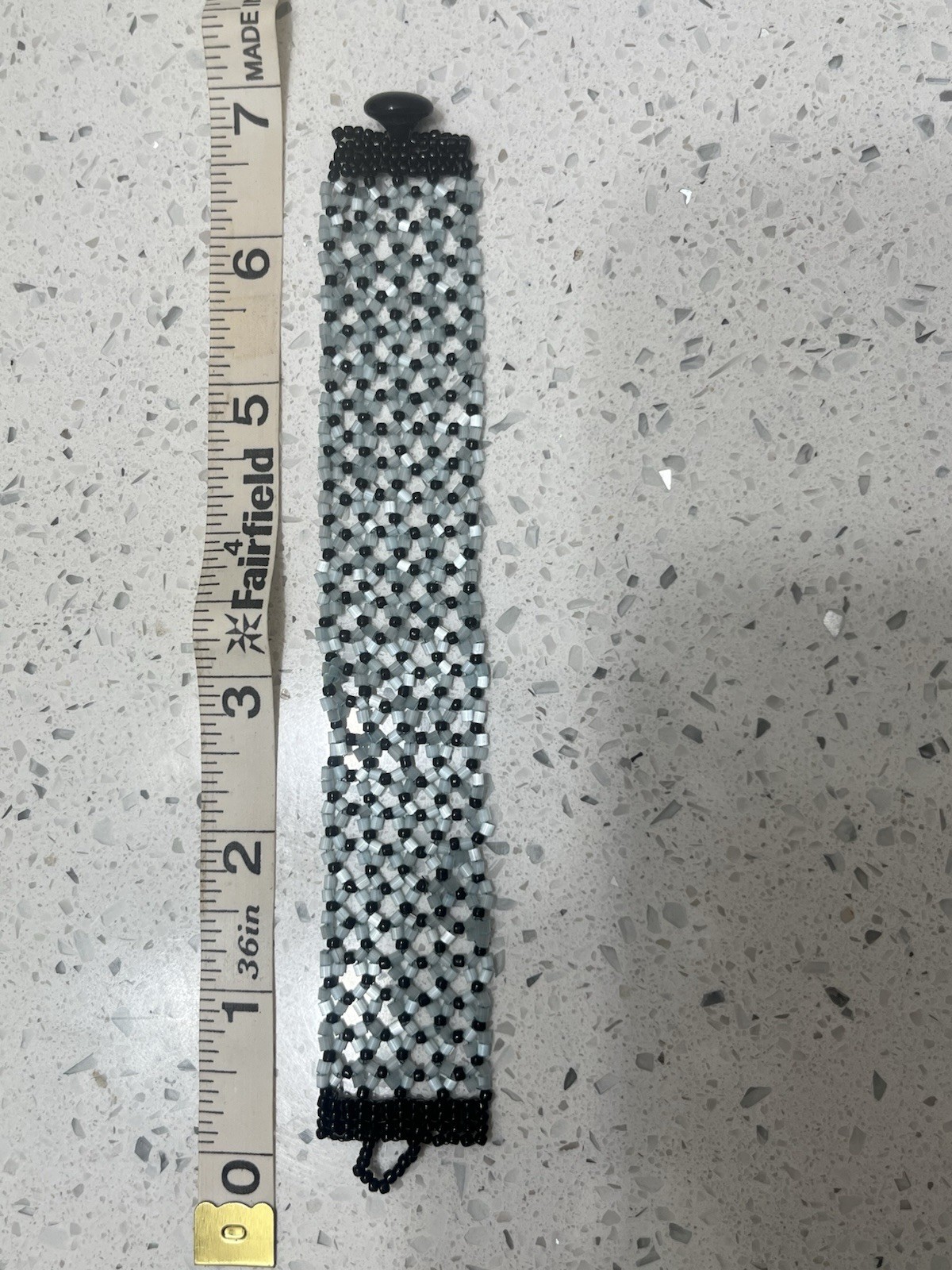 Handmade Beaded Ice Blue And Black Bracelet