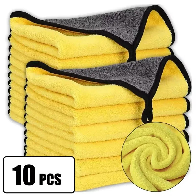 1/5/10pcs Car Wash Microfiber Towel 30x30/60CM Car Cleaning Drying Cloth Hemming