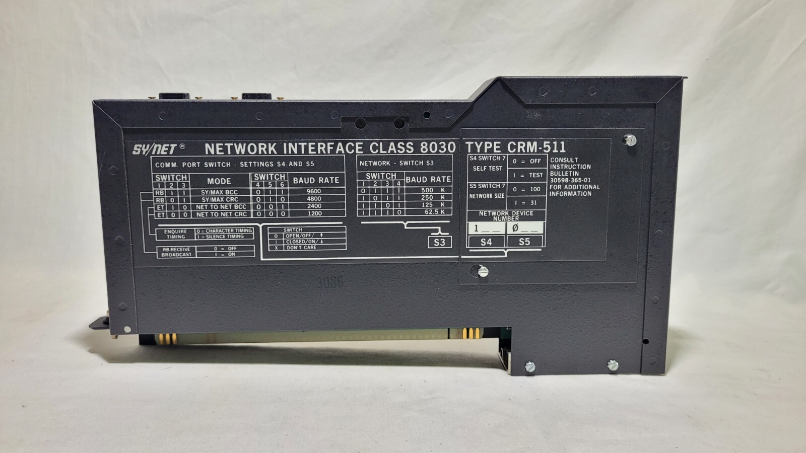 SQUARE D SY/MAX NETWORK INTERFACE MODULE CLASS 8030 TYPE CRM-511 Good Condition