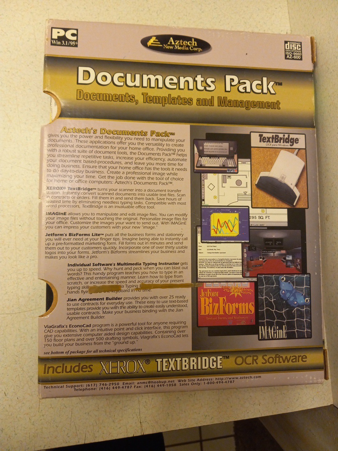 Aztech New Media Documents Pack Text bridge Ocr Vintage Software Windows 95