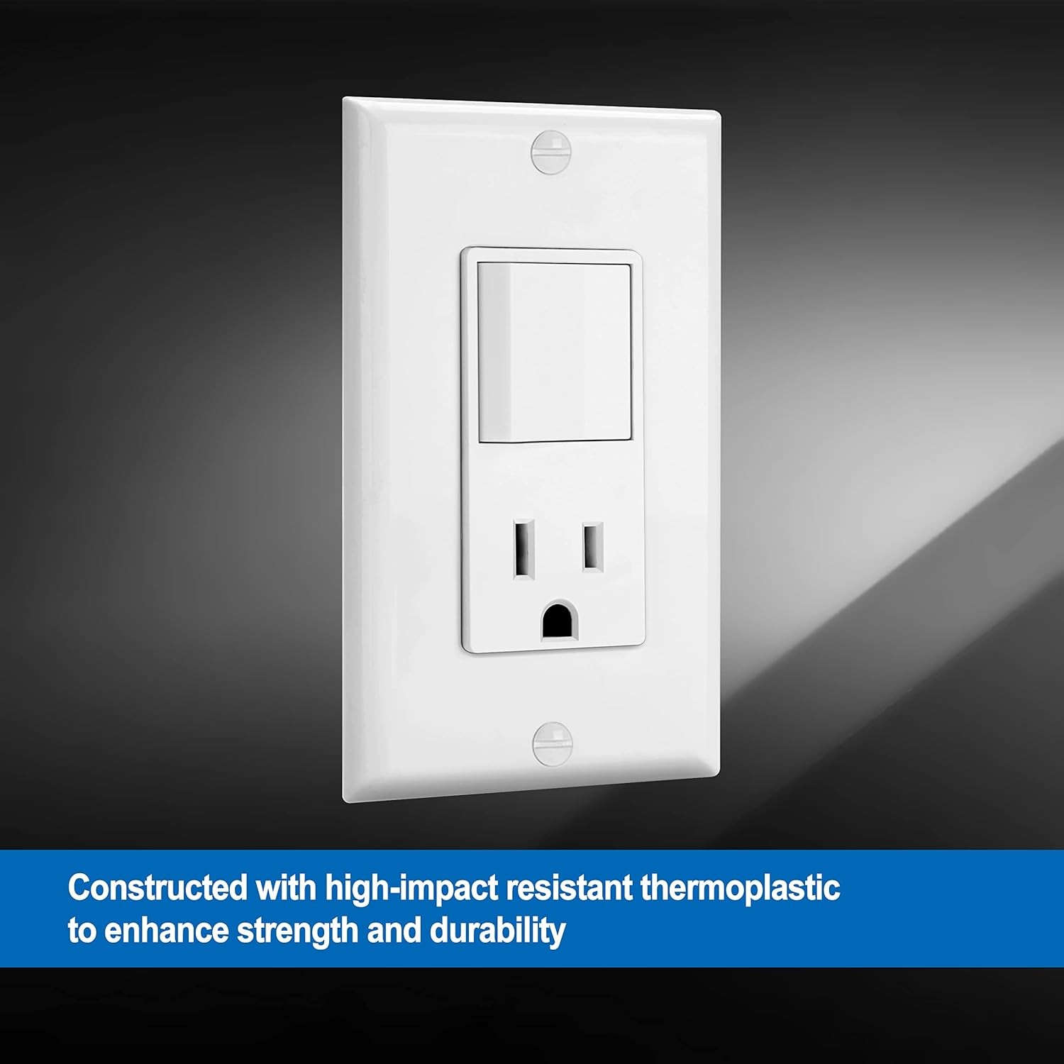 BESTTEN 2 Pack Combination Wall Light Switch and Decor Outlet, Single Pole Rocke