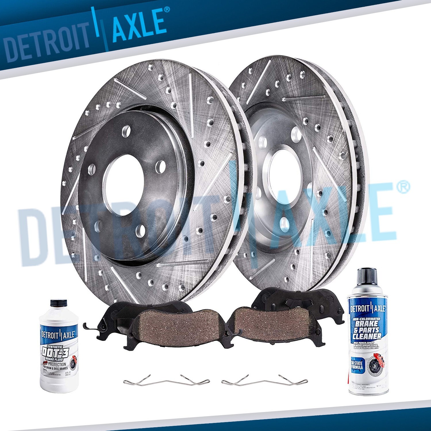286mm Front Drilled Disc Rotors + Ceramic Brake Pads for 2001-07 Volvo V70 XC70