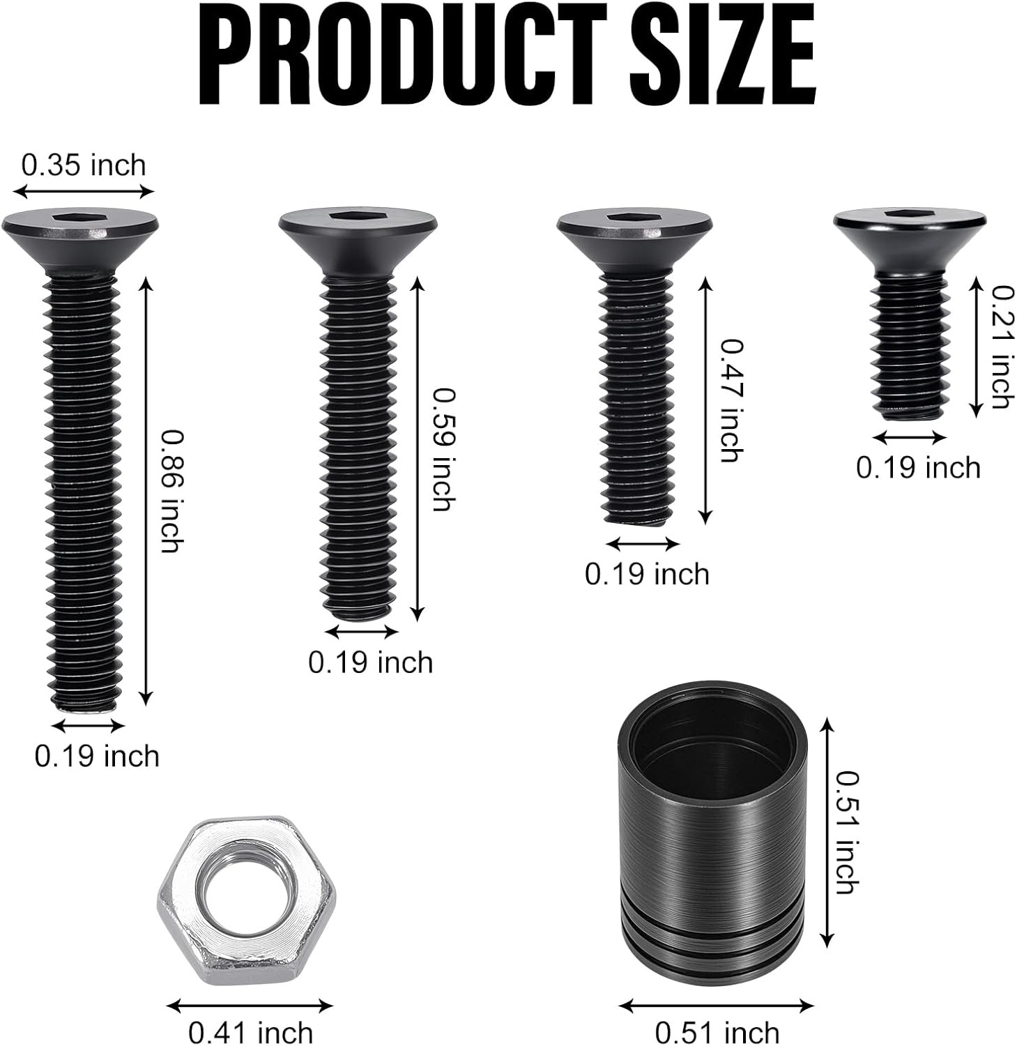 Quick Detach Swivels Mount Base Adapter Kit, Black Metal Stud Wrench, 7 Pcs