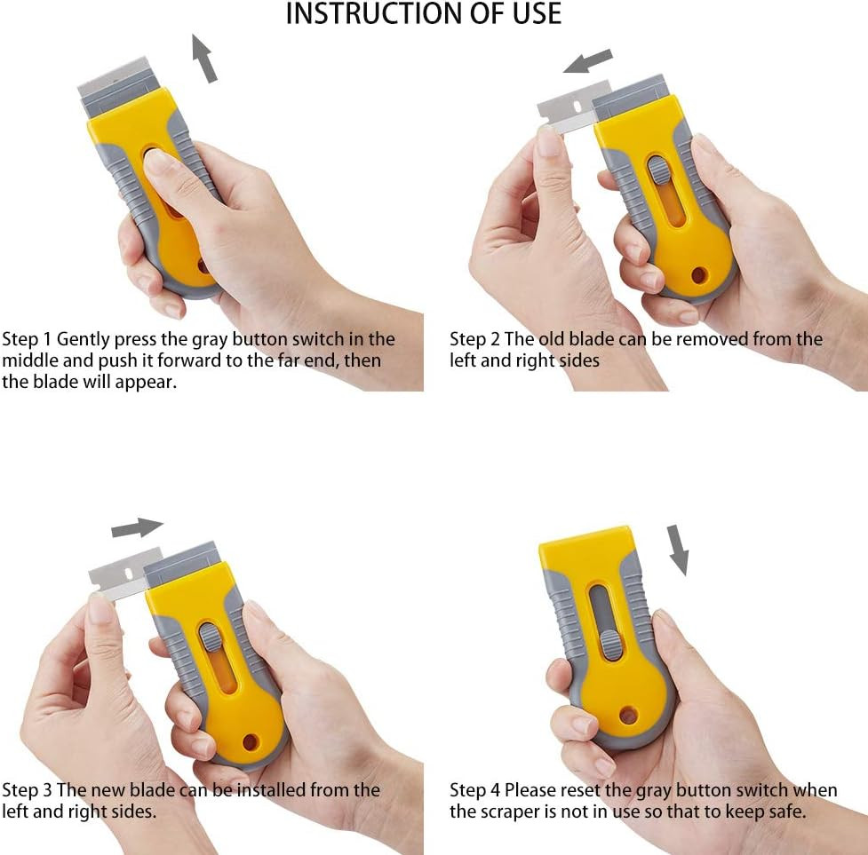 Retractable Razor Blade Scraper Tool with 15 Pcs Extra Blades, Cleaning Scraper
