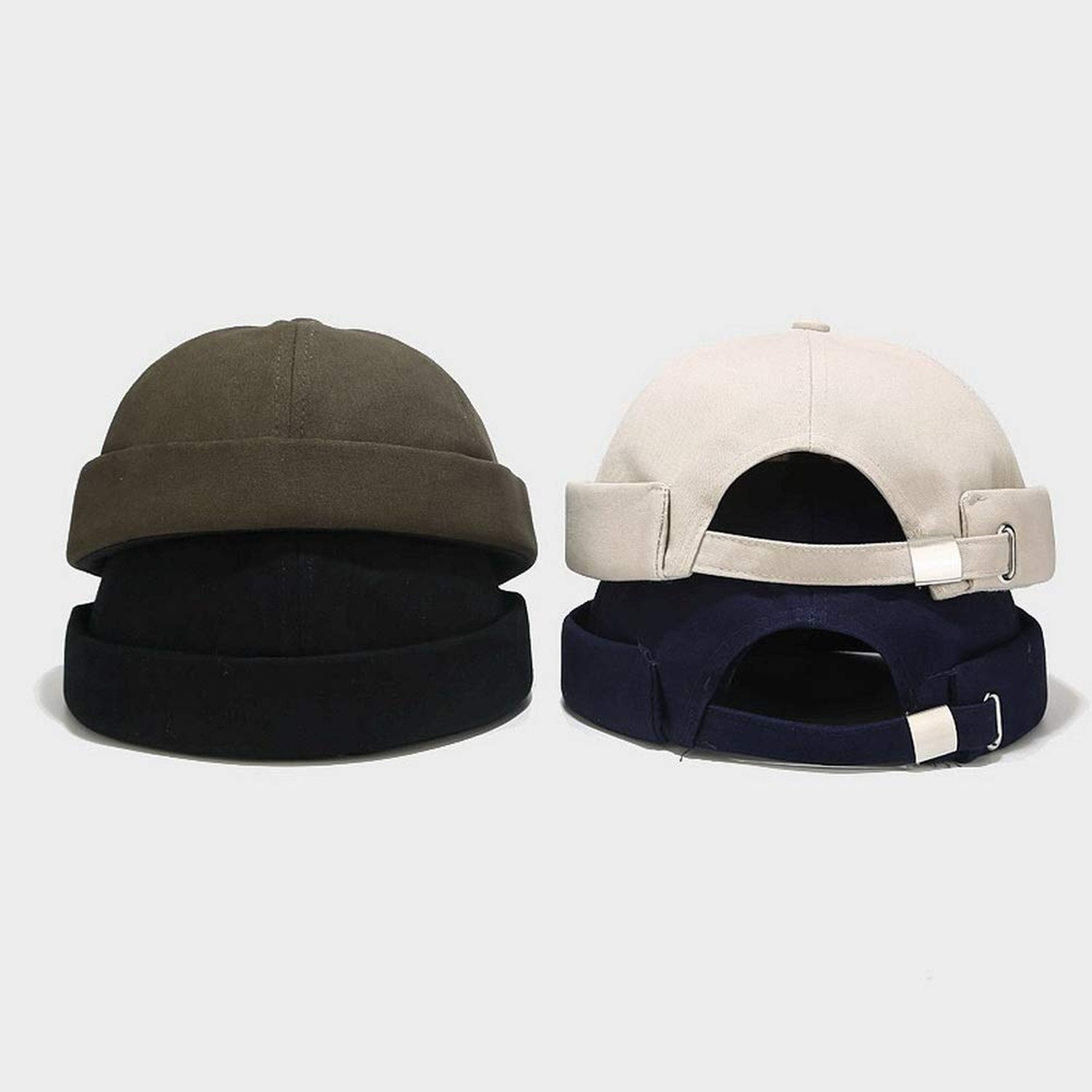 Men Women Cotton Docker Cap One Size Blank-navyblue