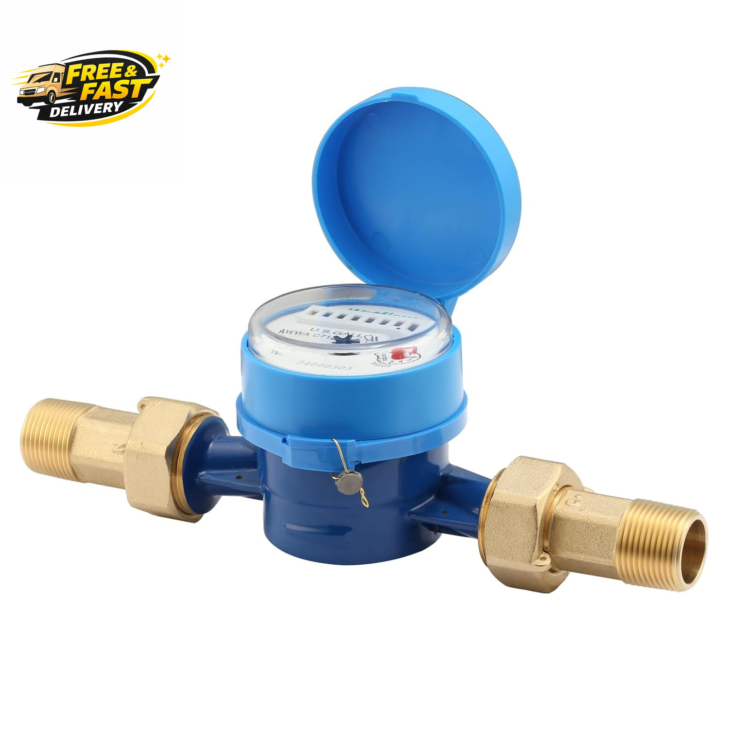 DN20 Water Meter 3/4" NPT, AWWA C712 Certification Gallon Water Flow Meter, Cold