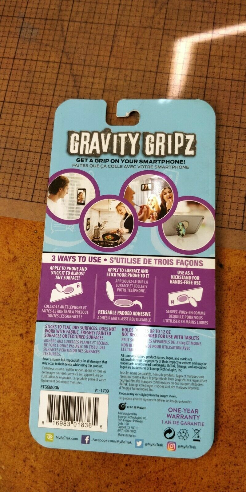 New Retrak Gravity Gripz 2-Pack Set, Palm and Black