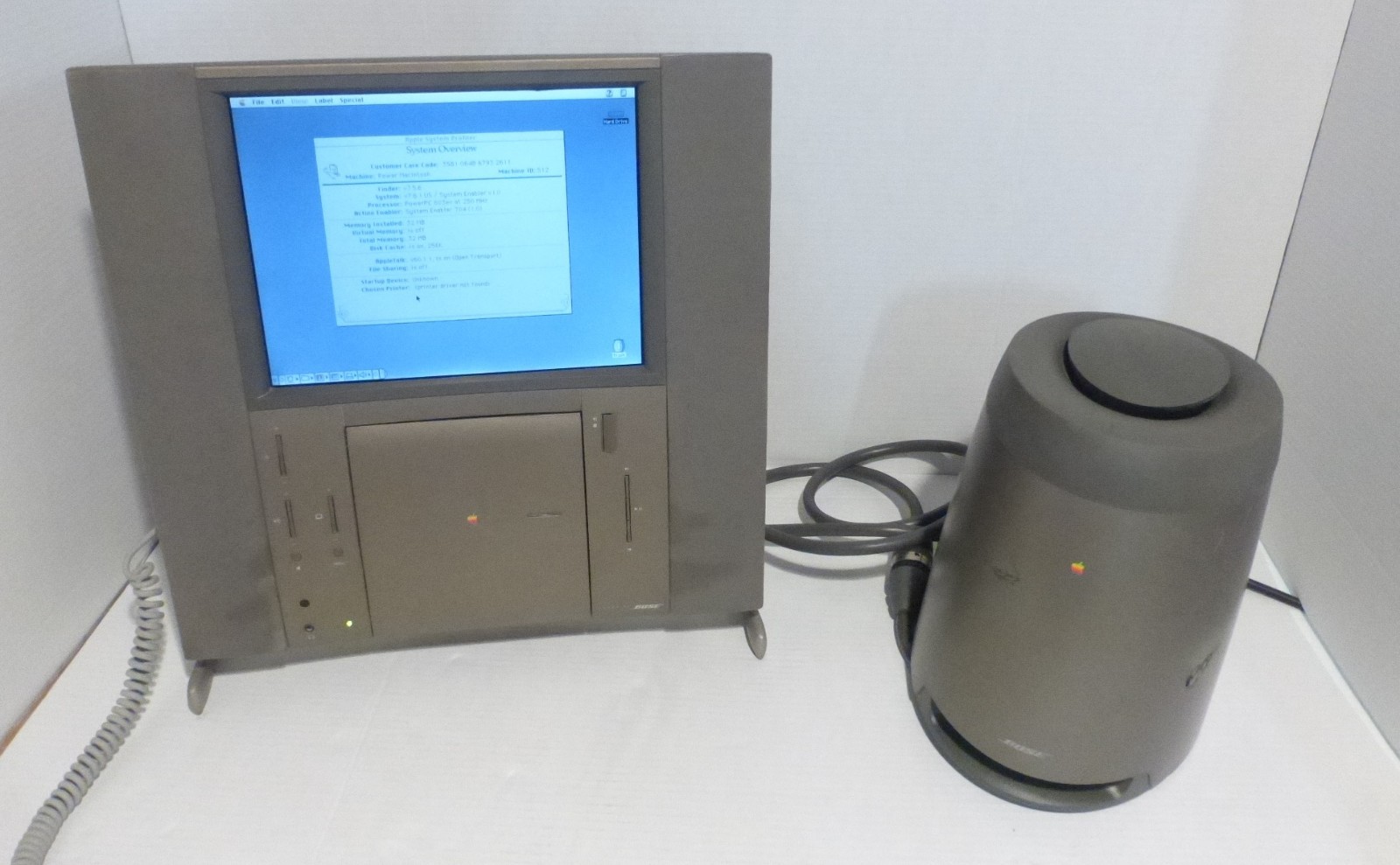 Apple Mac 20th Anniversary Macintosh TAM Spartacus Base Unit +Bose Spkr. Tested