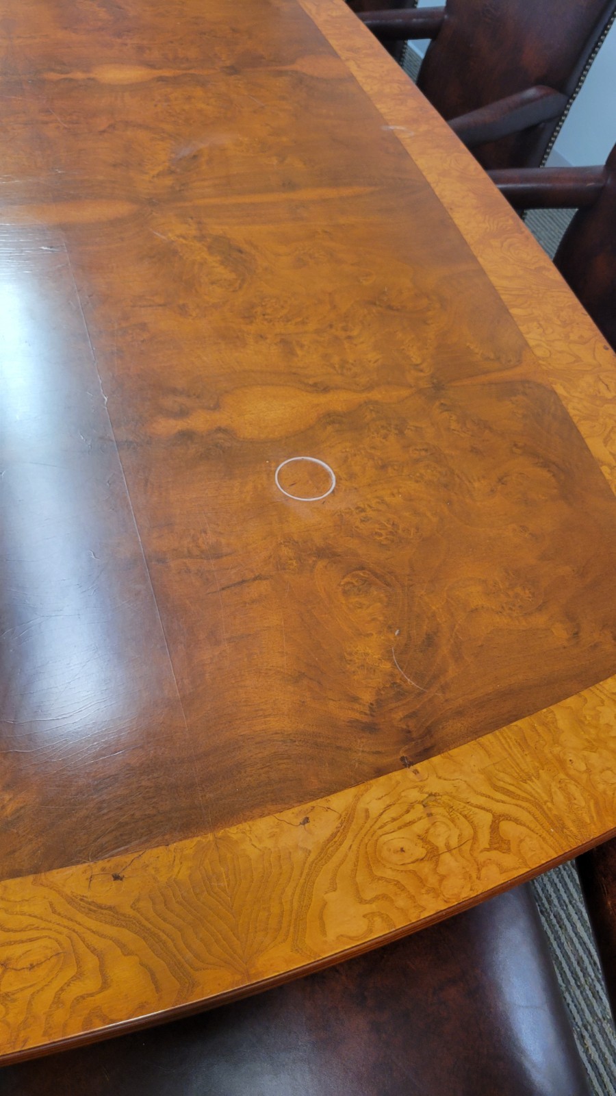 Large Handcrafted Wood Triple-Pedestal Conference Table