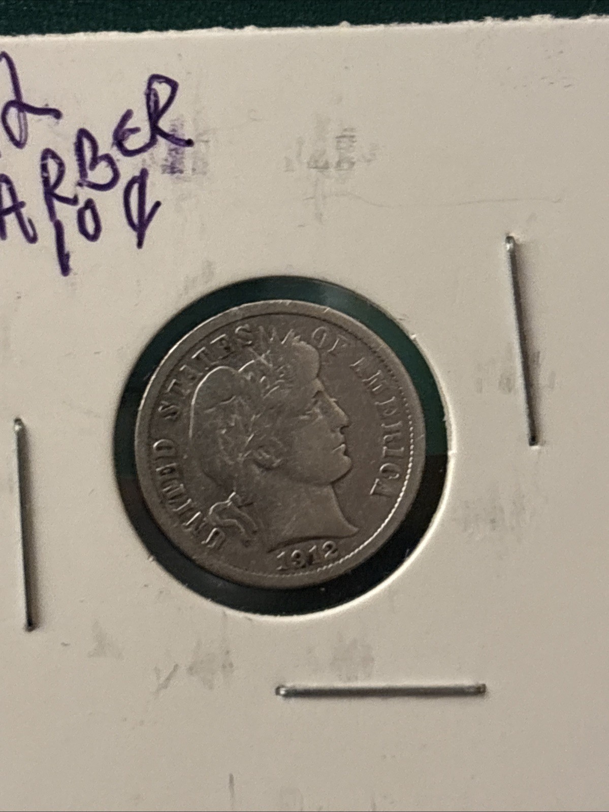 1912 Barber Dime 10C Silver 0.9 Fineness Philadelphia