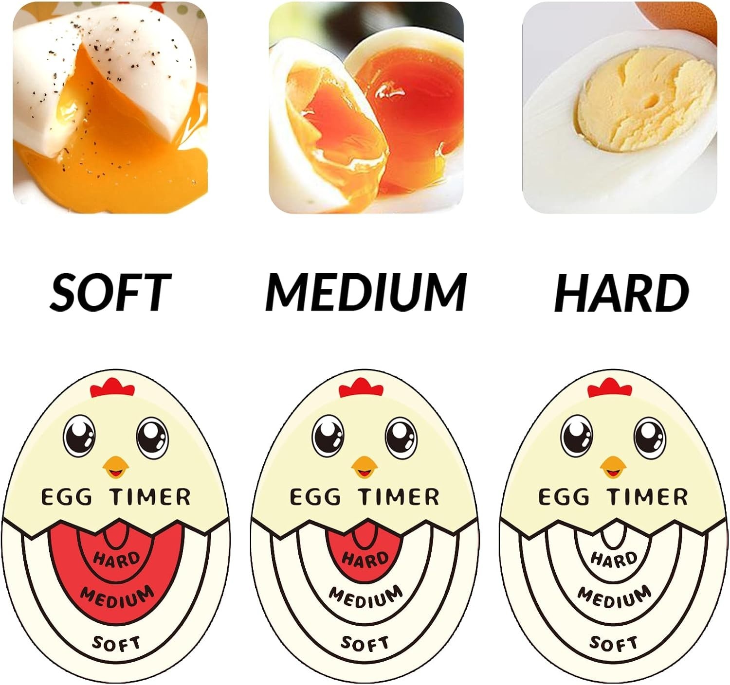 Egg Timer for Boiling Eggs that Changes Color When Done, Red