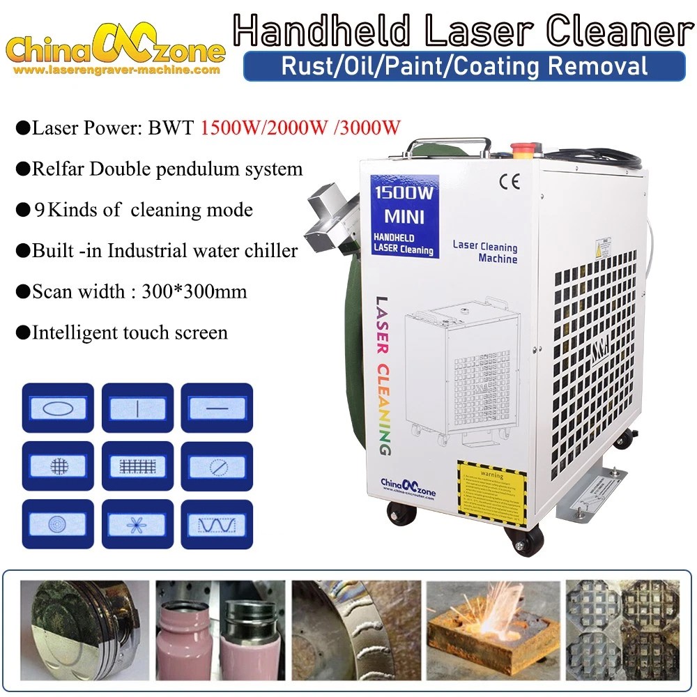 1500W-3000W Laser Cleaning Machine Remove Oil Paint Laser Rust Removal Tool EU