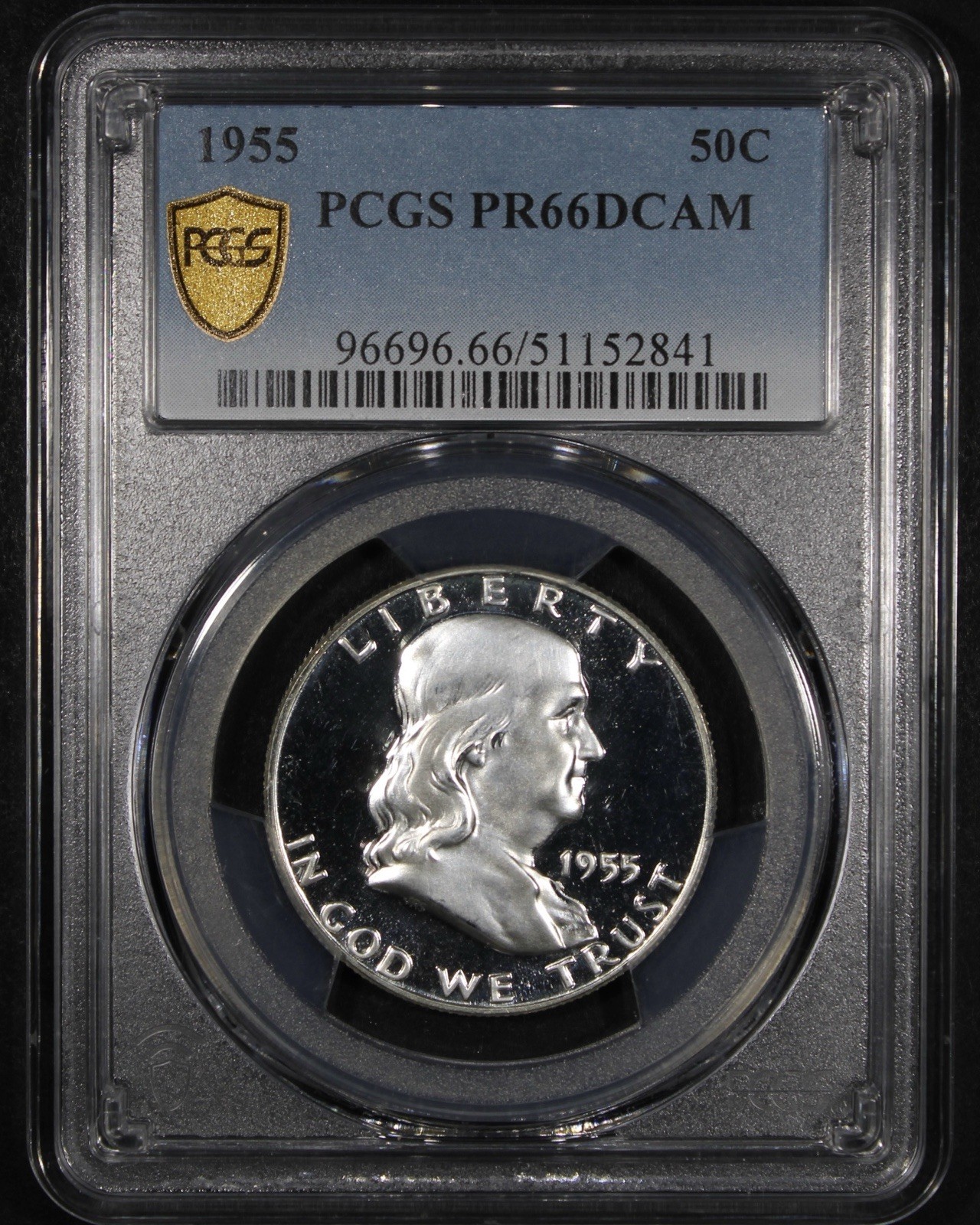 1955 Franklin Half Dollar - 50c PCGS PR66 DCAM - Deep Cameo - PCGS Gold Shield