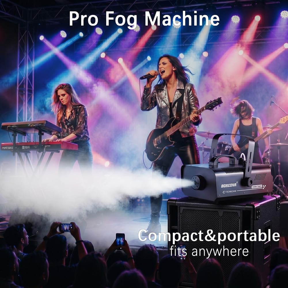 1000W Fog Machine with Timer, Wireless Remote, and Manual Control - Ideal for H
