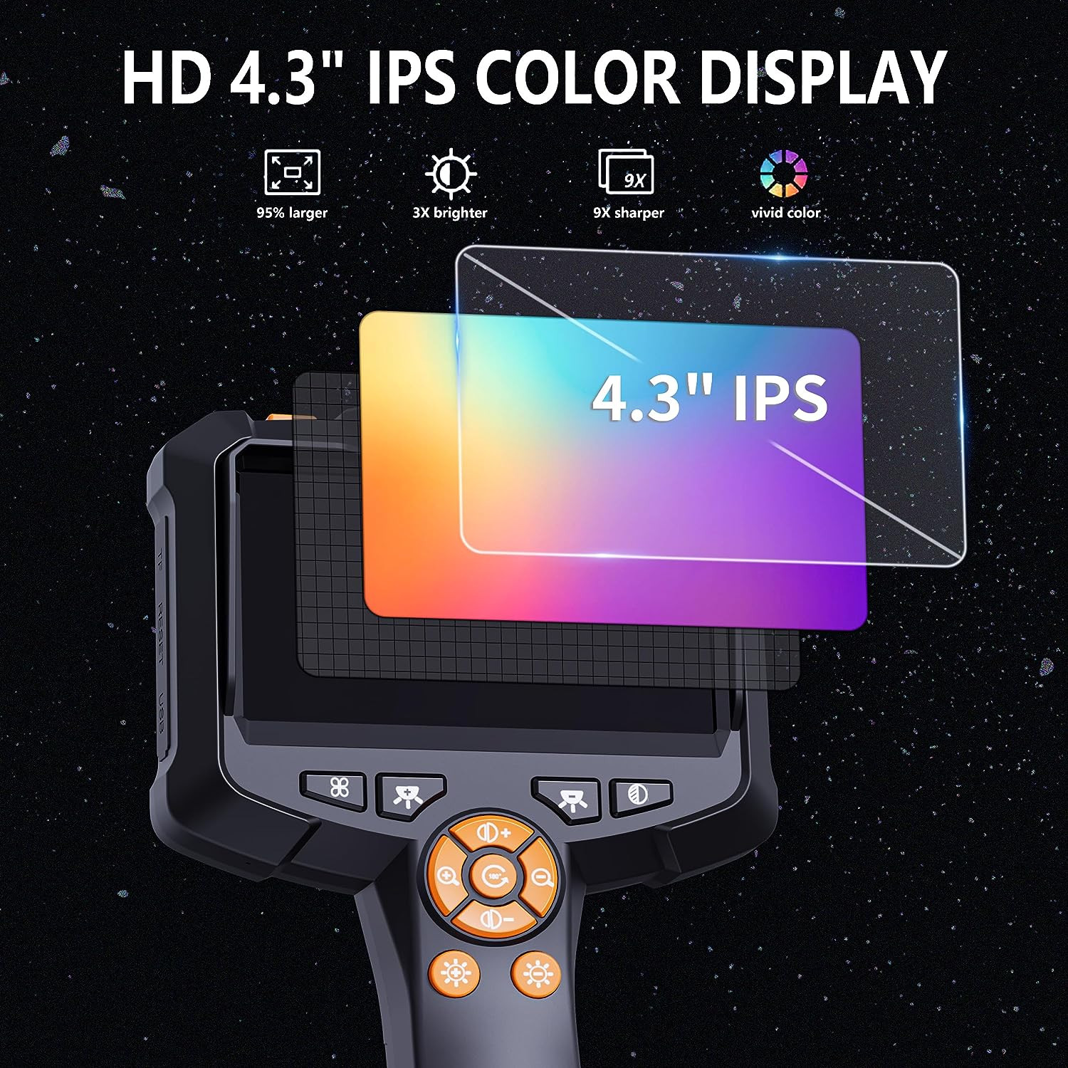 Camara Endoscopica 4.3 Inch Impermeable IP67 1080 HD Con Luz Cable 16.5FT