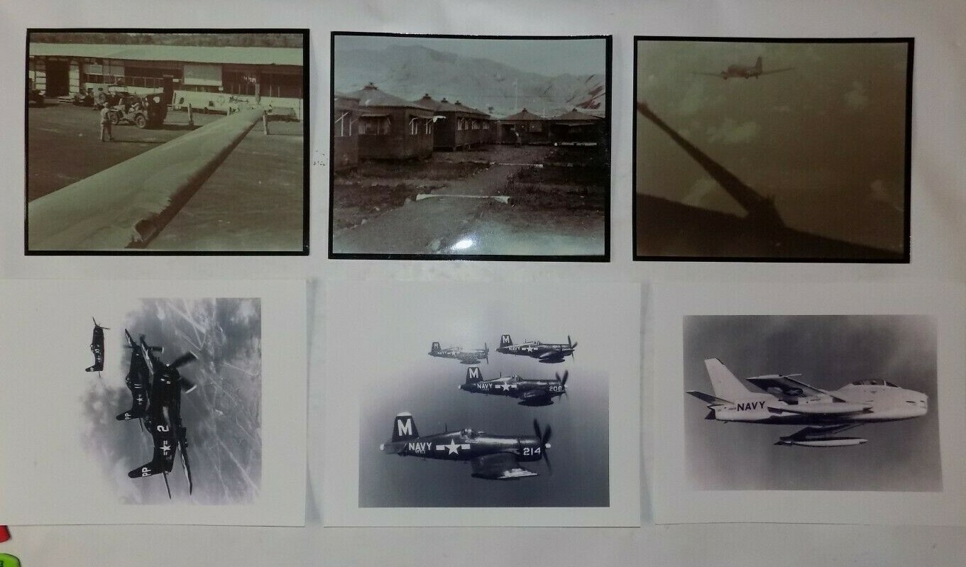 Lot of 6 Vintage Military Photographs - Army Marines Etc. - Planes WWII - Korea