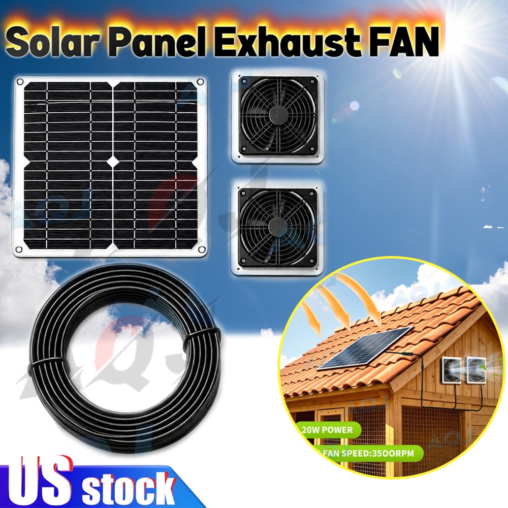 Solar Panel Fan kit, 18V Solar Powered Fan with Dual IP57 Waterproof Fans