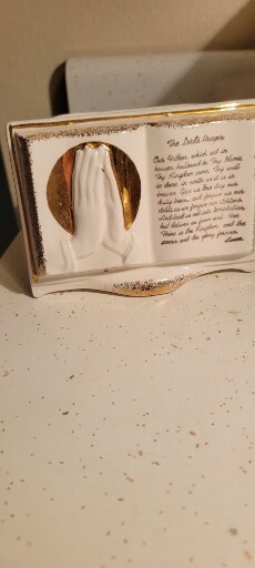 VTG NAPCO THE LORD'S PRAYER PRAYING HANDS PLANTER PORCELAIN JAPAN C4969PR EC