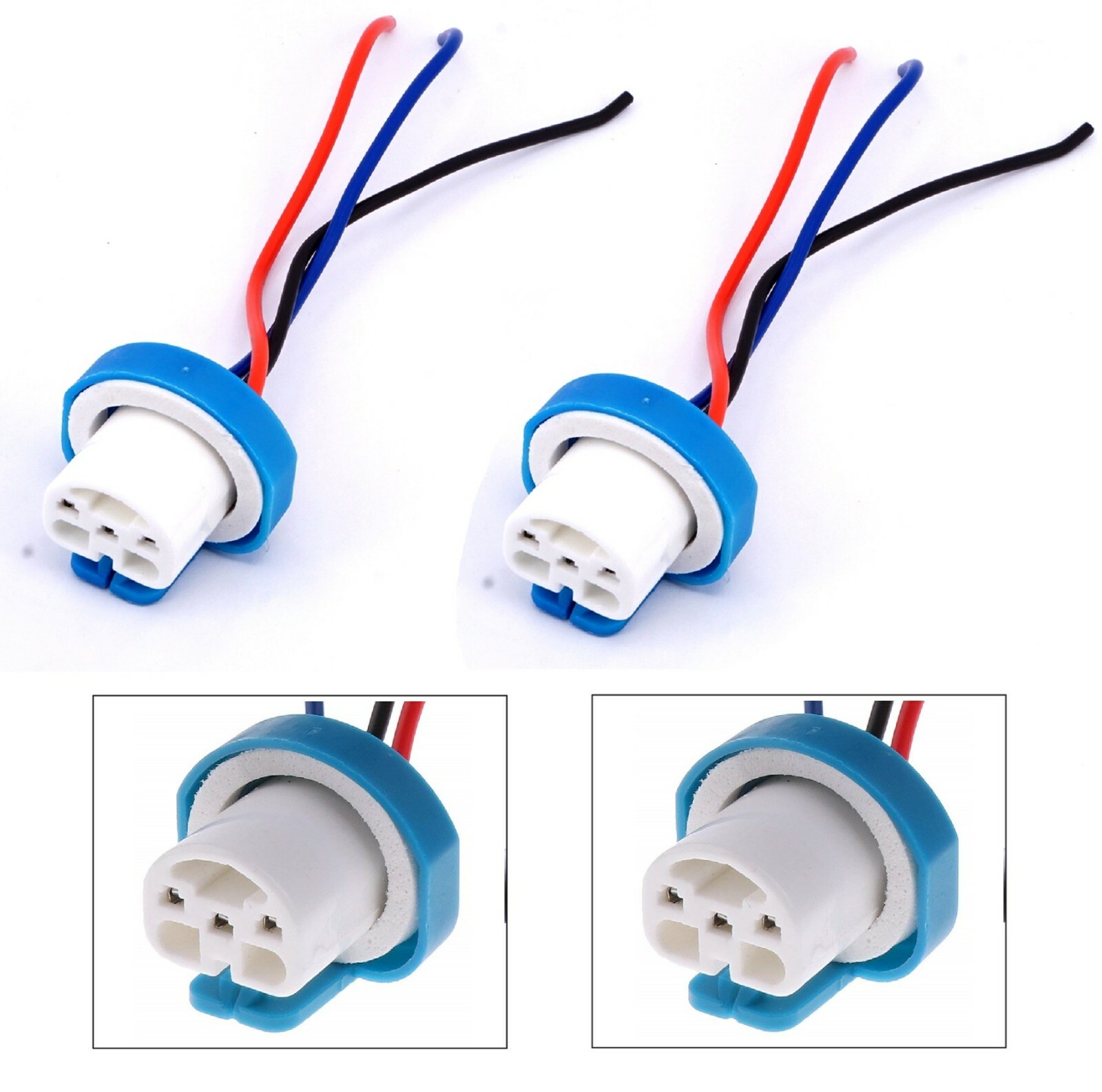 Wire Pigtail Female Ceramic 9007 HB5 Head Light Bulb Lamp Socket High Low Beam