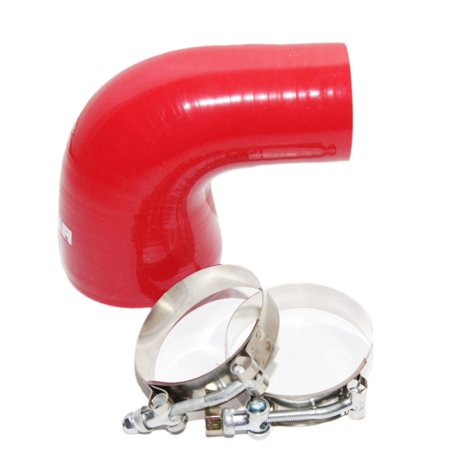 Universal RED 4PLY 1x90 Degree 3"-2.5" ID Silicone+2xStainles Steel T-clamp