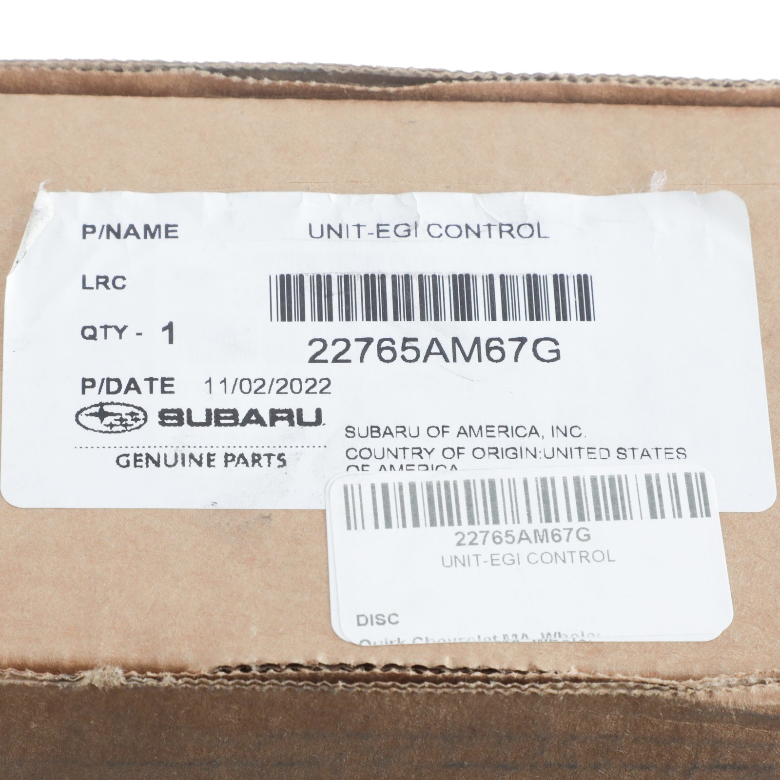 GENUINE SUBARU EGI Control Unit 22765AM67G