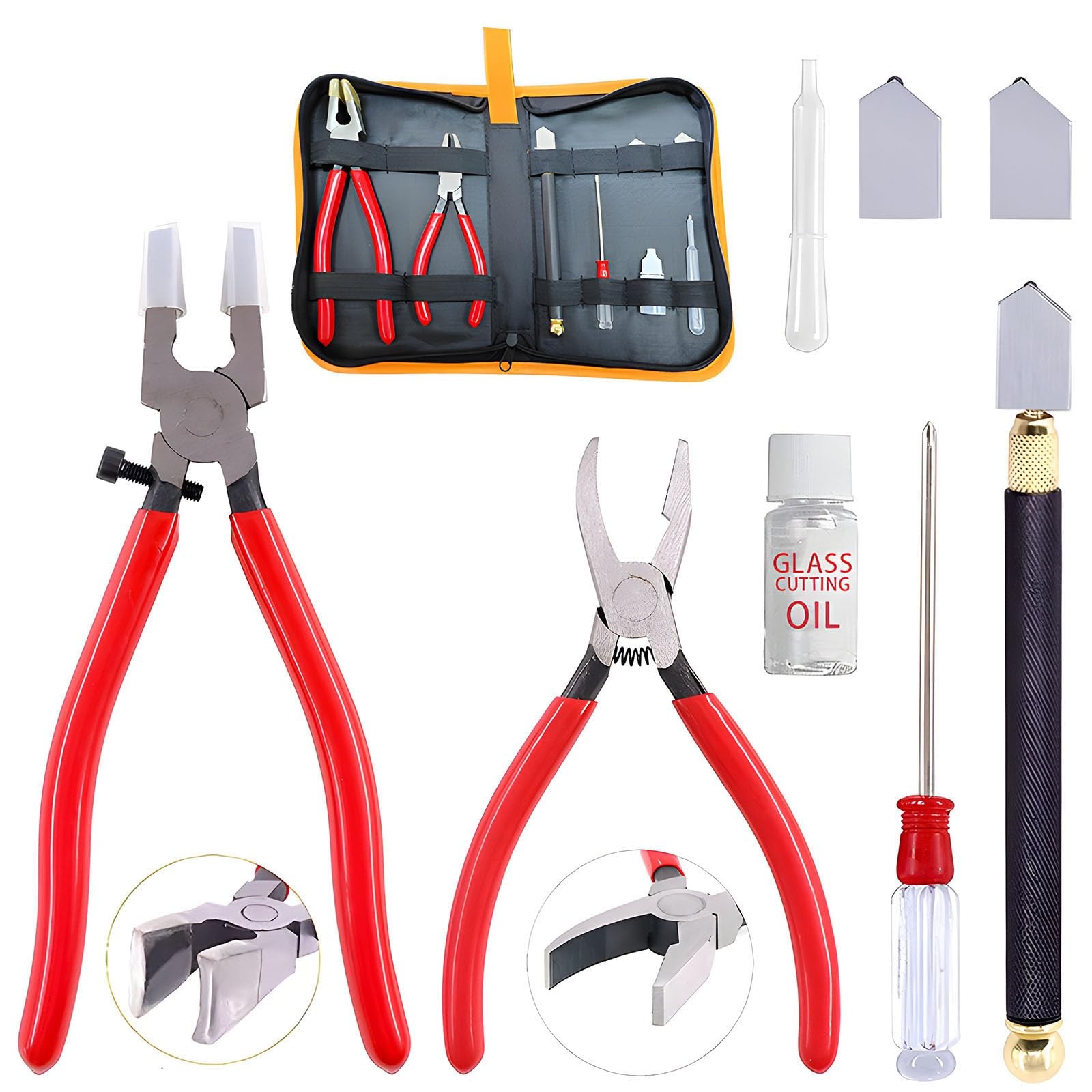 Glass Cutting Tool Set - Heavy Duty Pliers & Cutter for Mosaics & Stained Glass