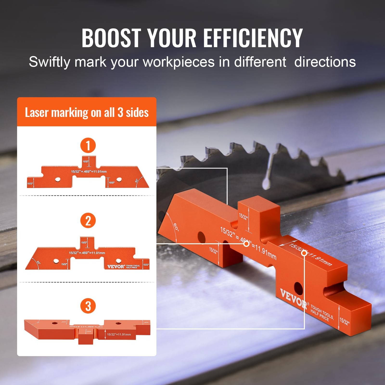 VEVOR 16-Piece Precision Height Gauge Block Set Woodworking Tools