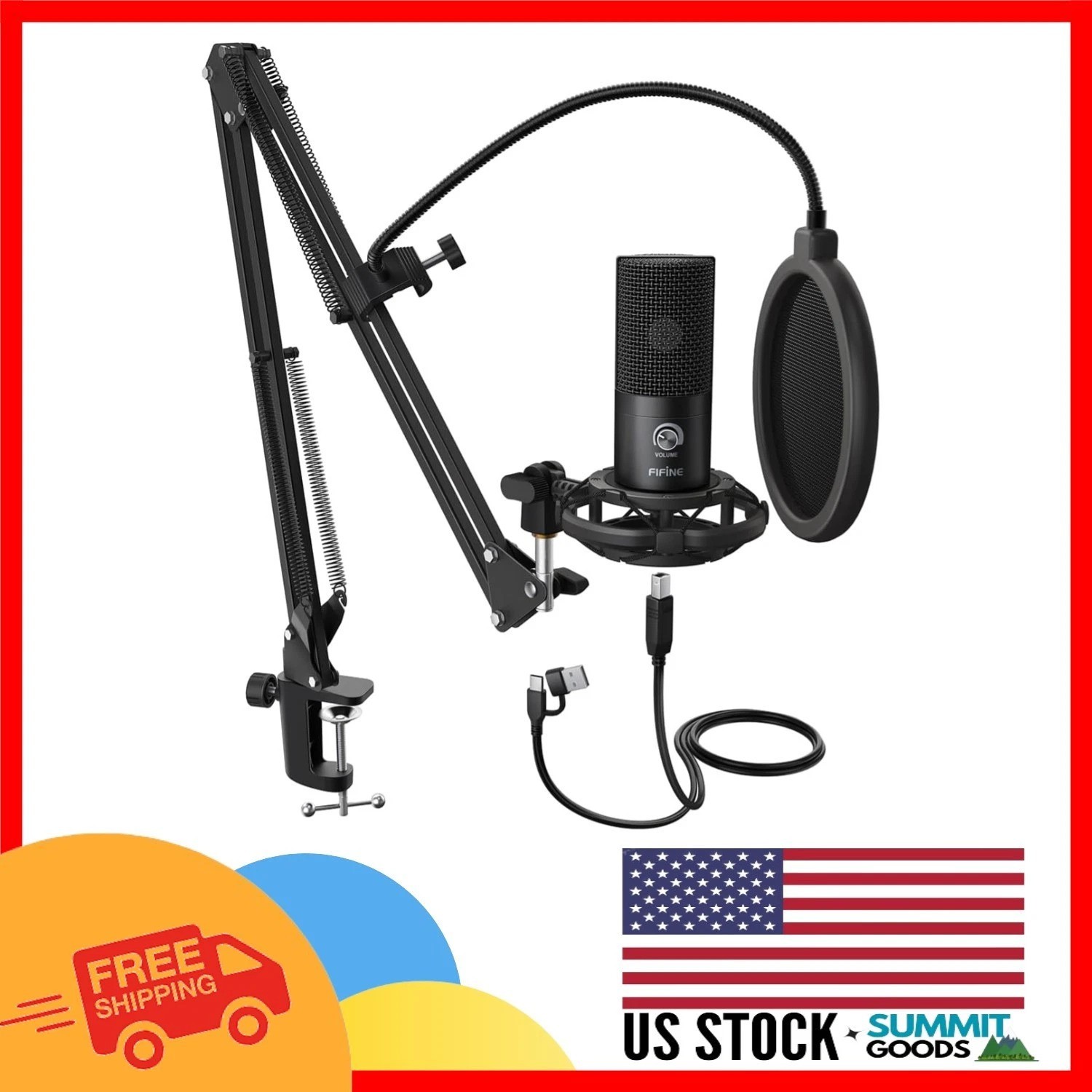 Ultimate USB Microphone Kit with Adjustable Boom Arm for Streaming & Podcasting