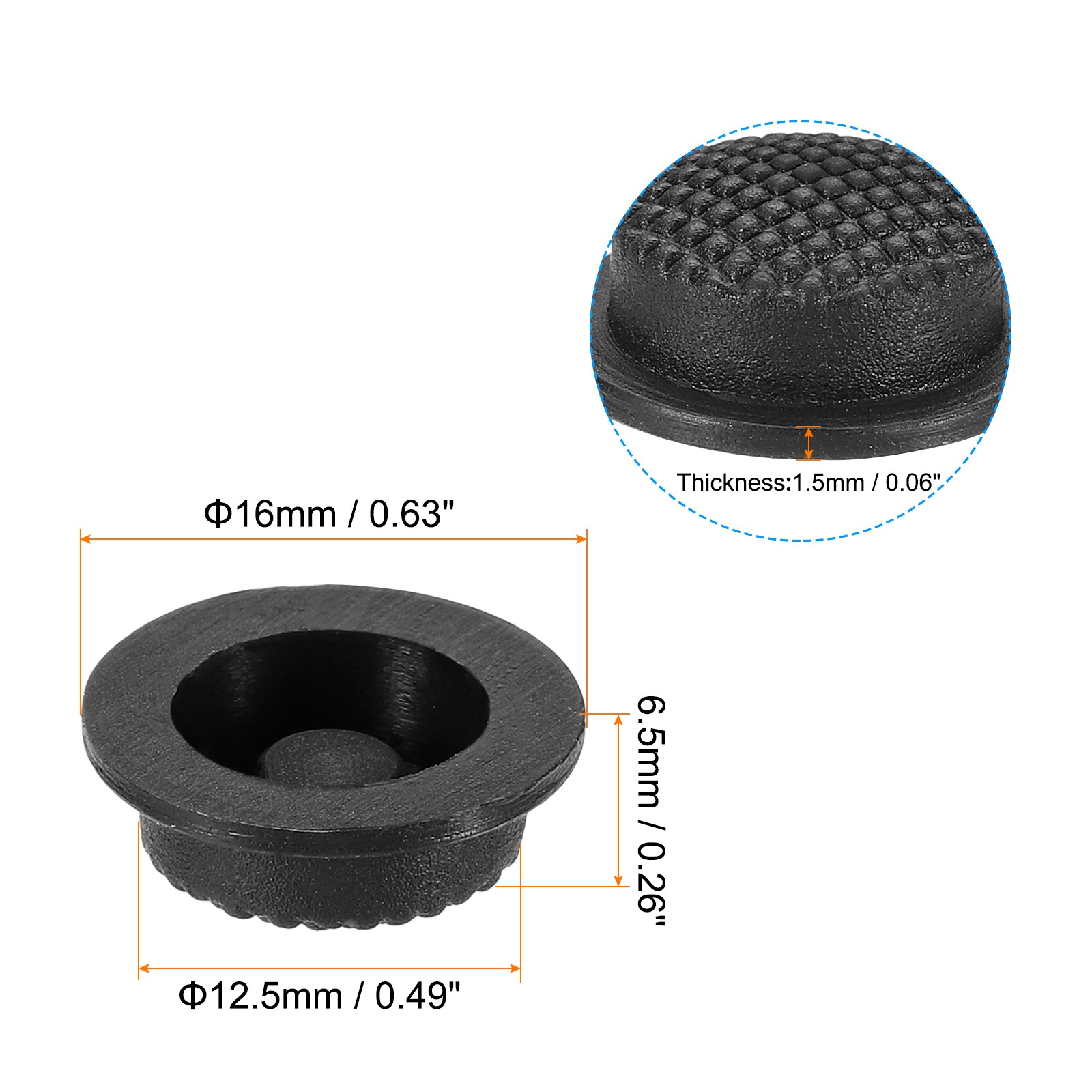 0.49" LED Flashlight Switch Cap, 4 Pcs Silicone Soft Boot Cover, Black